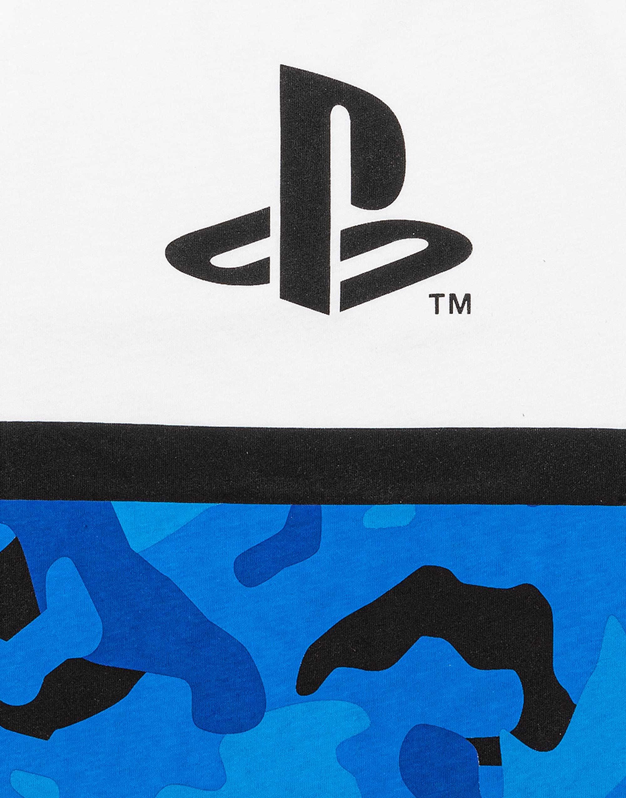 PlayStation Kids Camo T-Shirt for Boys - Blue & White Logo Short Sleeve Gaming Top | Perfect for Birthday Gifts, Gaming Parties & Casual Wear