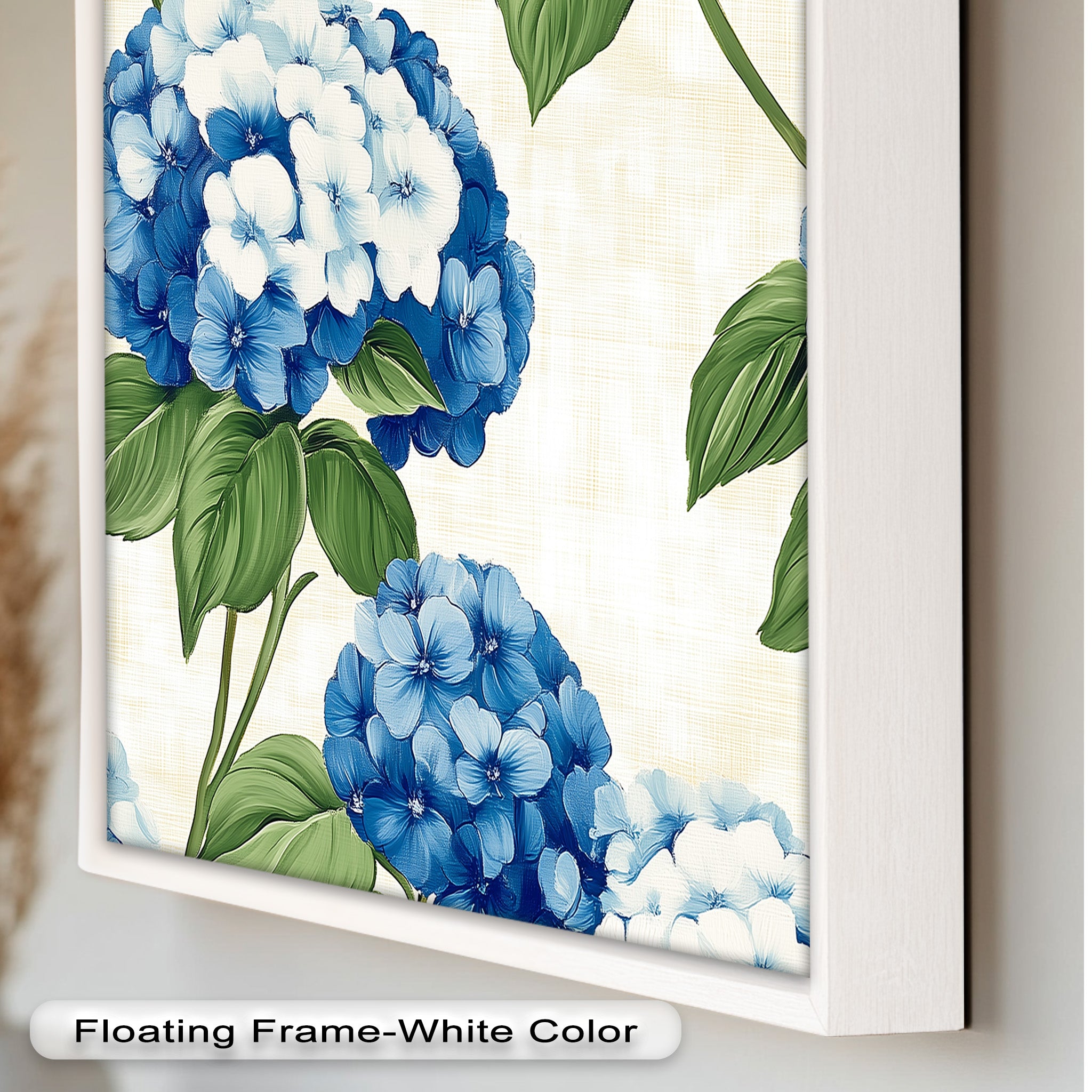 Blue and White Blooming Flower Oil Painting - Handmade Canvas Art for Home Decor, Living Room, Bedroom & Office Wall