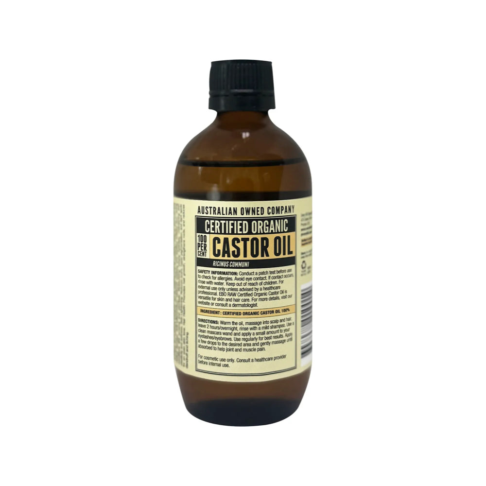 Organic Castor Oil 200ml - 100% Pure Cold Pressed for Hair Growth, Eyelashes & Skin Care - Natural Moisturizer for Dry Scalp & Face - Perfect for DIY Beauty & Massage Therapy