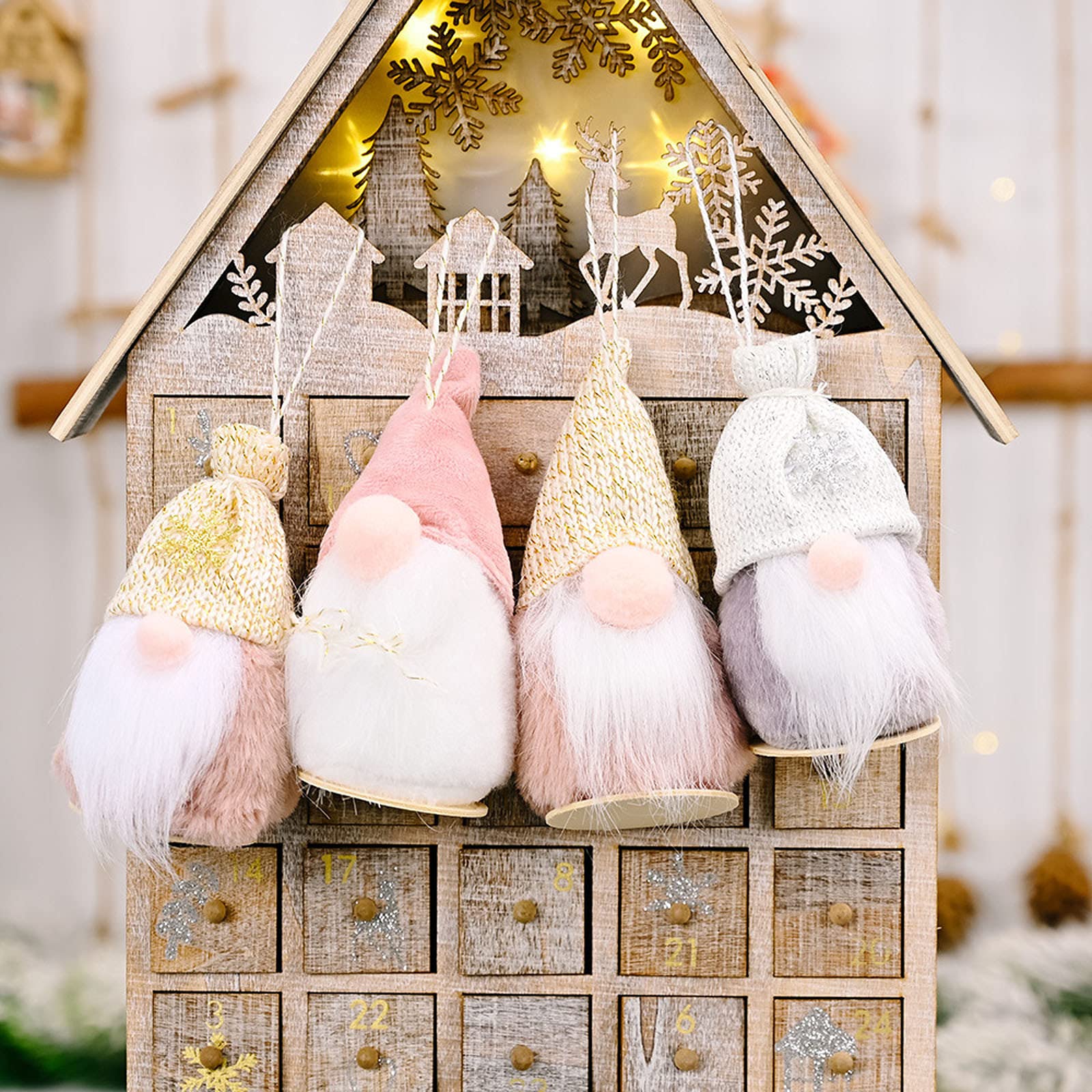 4Pcs Santa Gnome Plush Ornaments - Knitted Christmas Tree Decor for Home Gifting