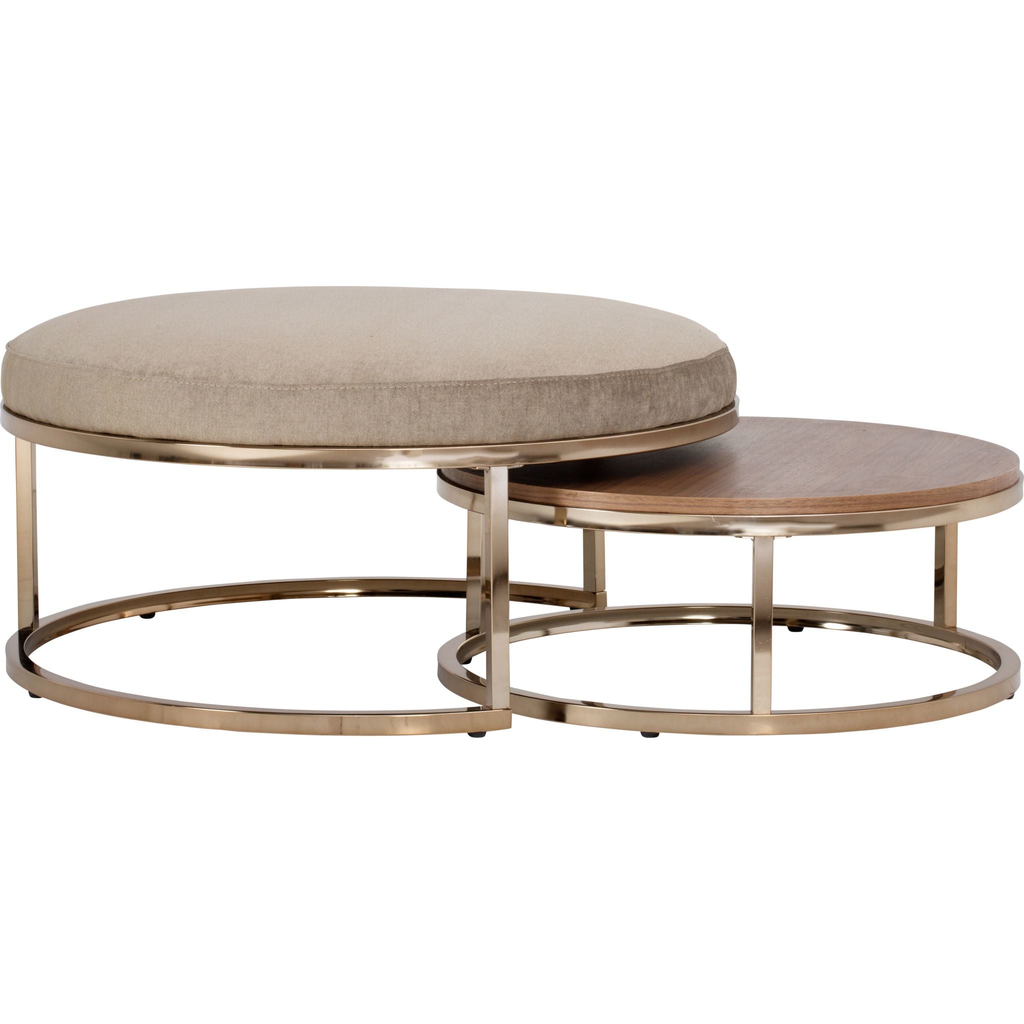 Amy Modern Nesting Coffee Table Set of 2 - Champagne Gold Finish - Space Saving Living Room Furniture for Small Spaces - Perfect for Apartments, Condos & Home Decor