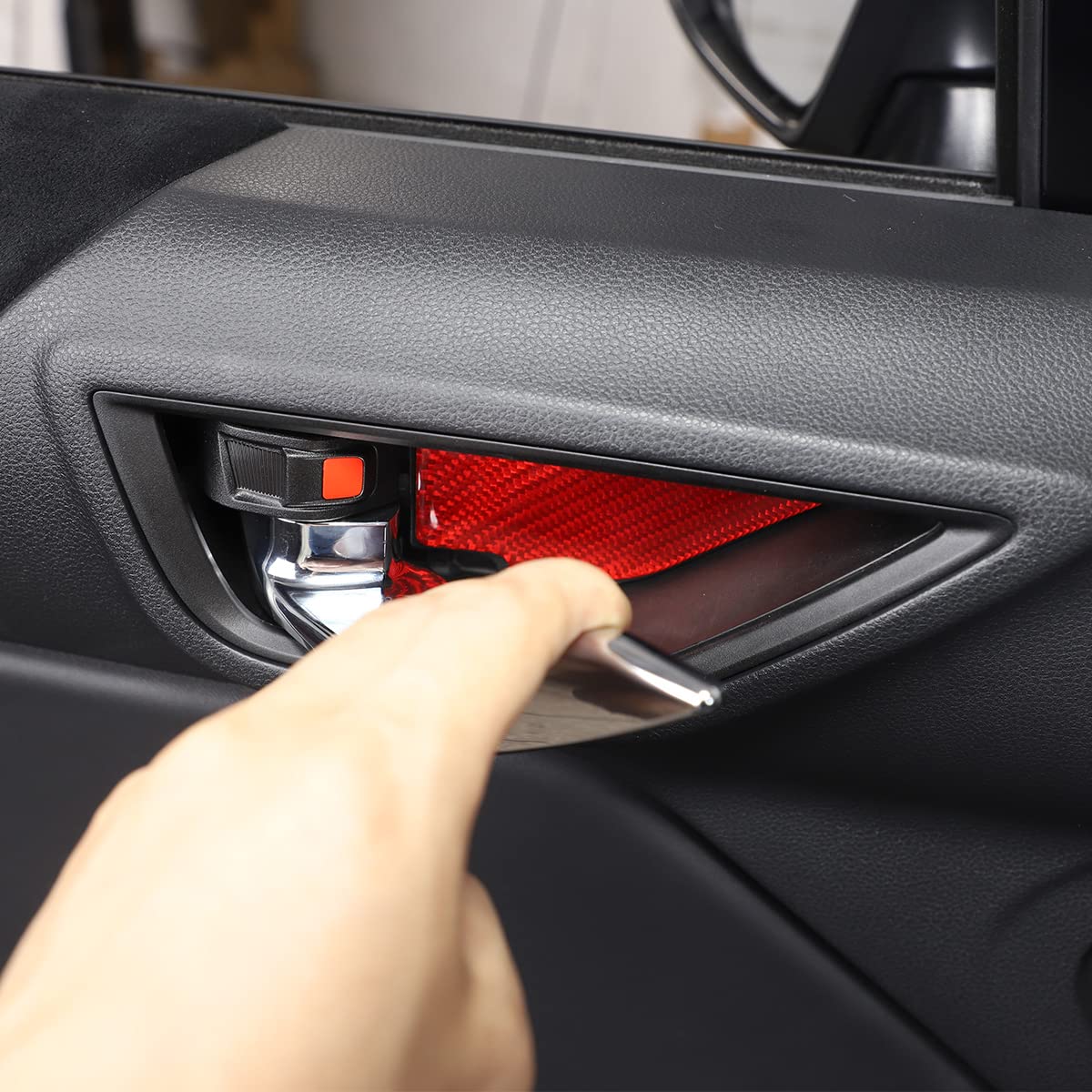 Carbon Fiber Inner Door Handle Cover for Subaru BRZ 2022 | Soft Grooved Decorative Panel | Car Interior Accessories | Enhances Cabin Style & Protects Door Handles