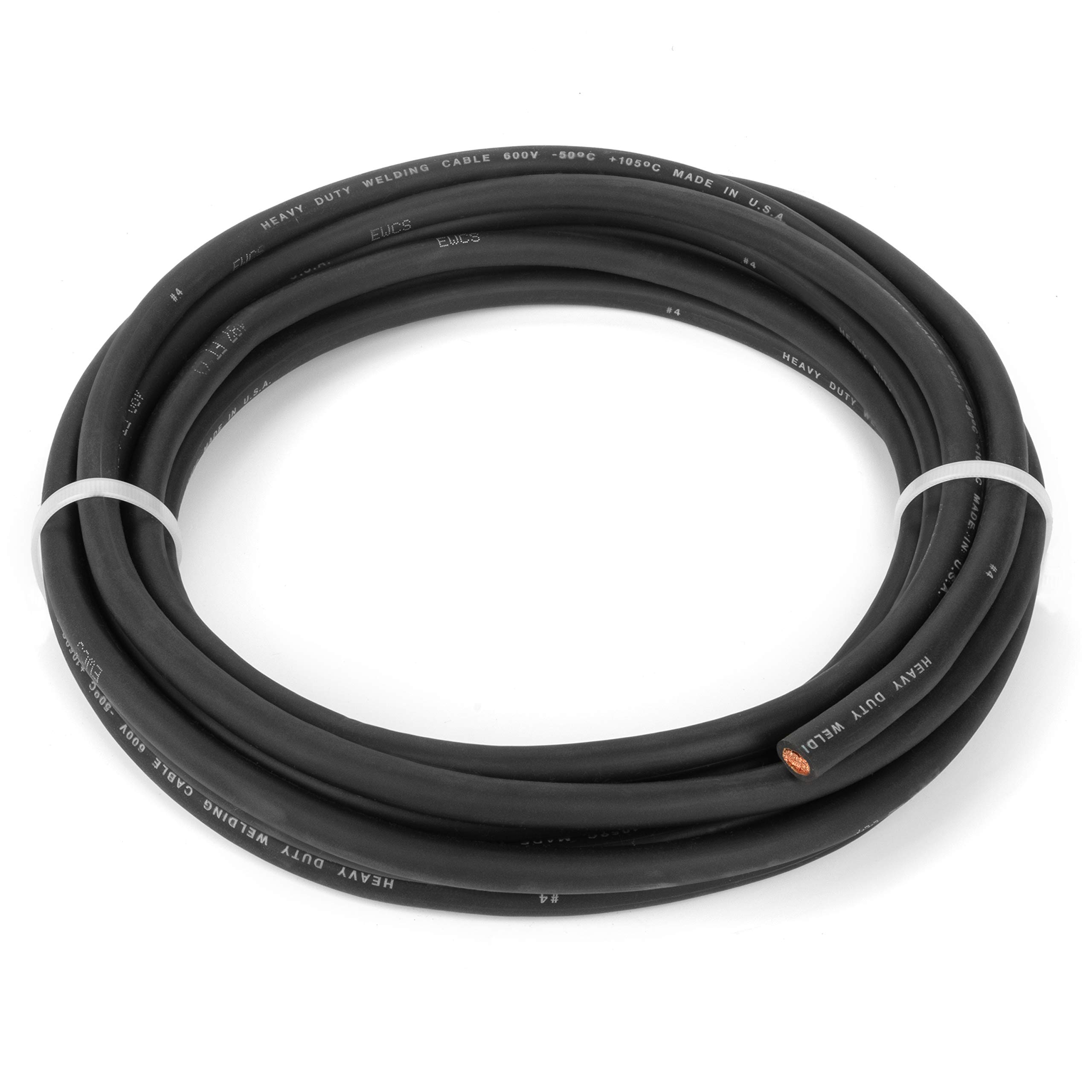 Premium 4 Gauge Extra Flexible Welding Cable - 600V Black 100ft - Made in USA - Ideal for Automotive, Marine & Industrial Welding Applications