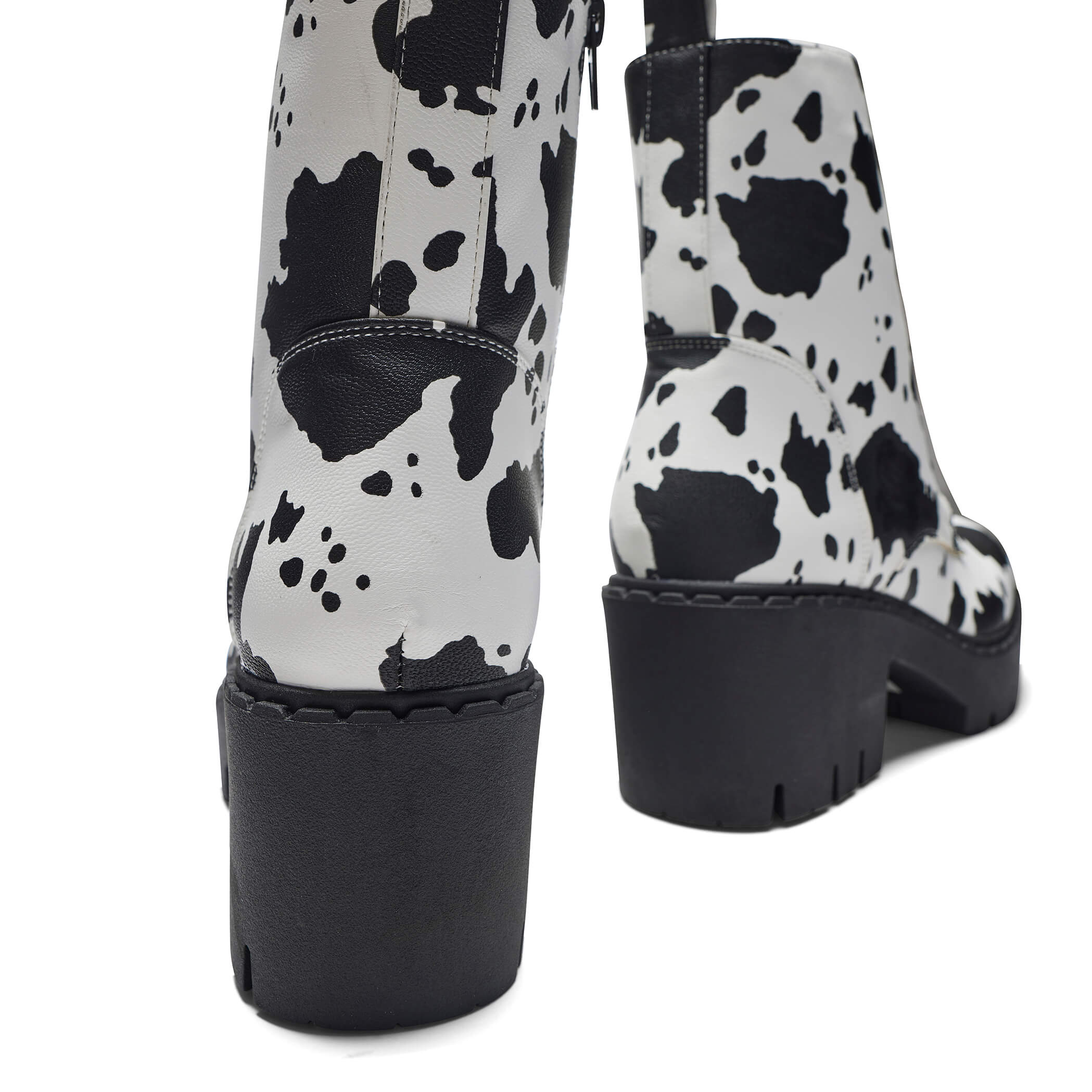 Daisy Cow Print Lace-Up Ankle Boots for Women - Trendy Western Style Fashion Shoes - Perfect for Casual Outfits, Date Nights & Fall Wardrobe