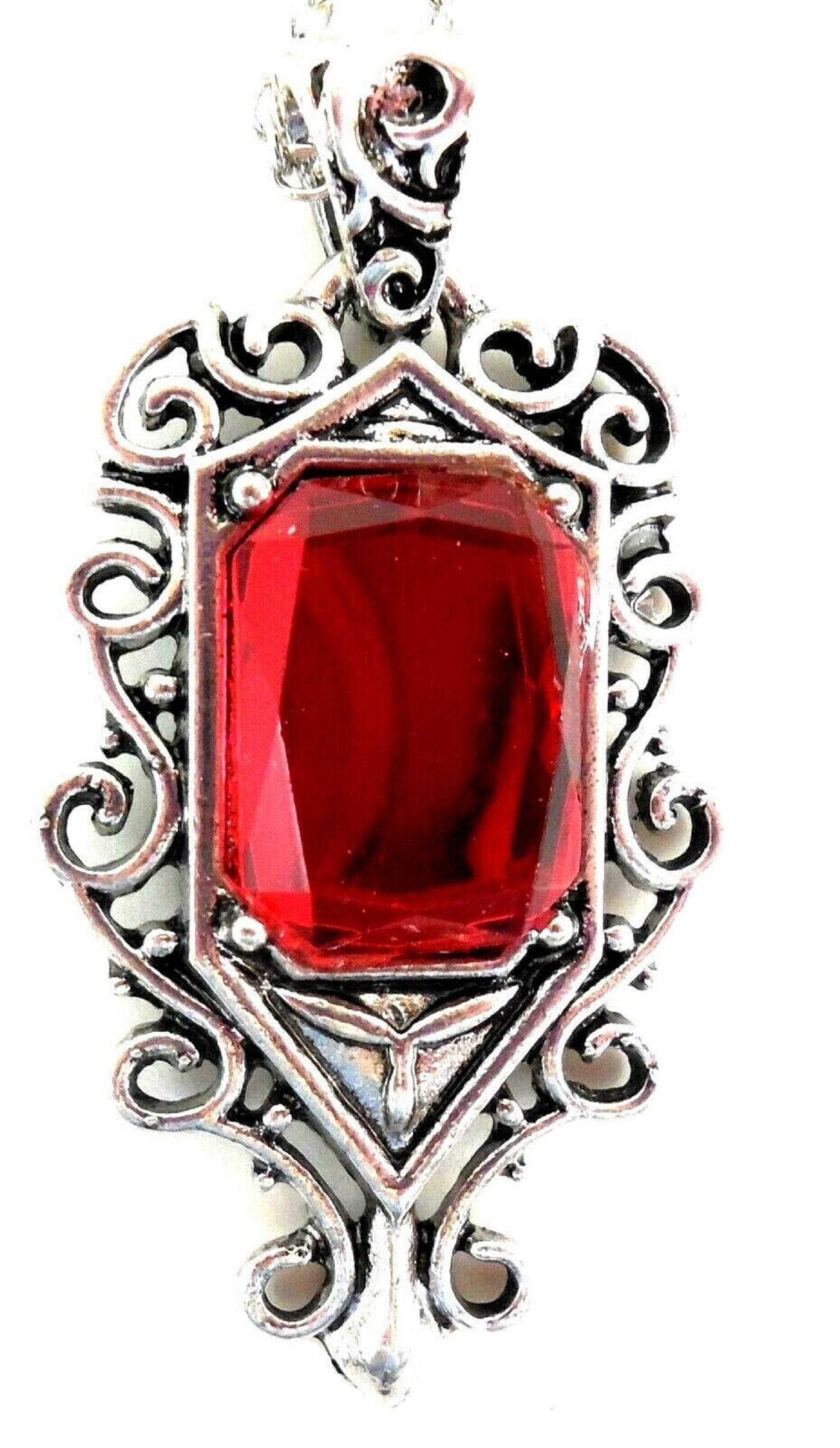 BBBS Affiliate Isabelle Lightwood Demon Sensing Red Stone Necklace - Inspired by Mortal Instruments City of Bones | Gothic Jewelry for Fantasy Cosplay & Book Lovers Gift