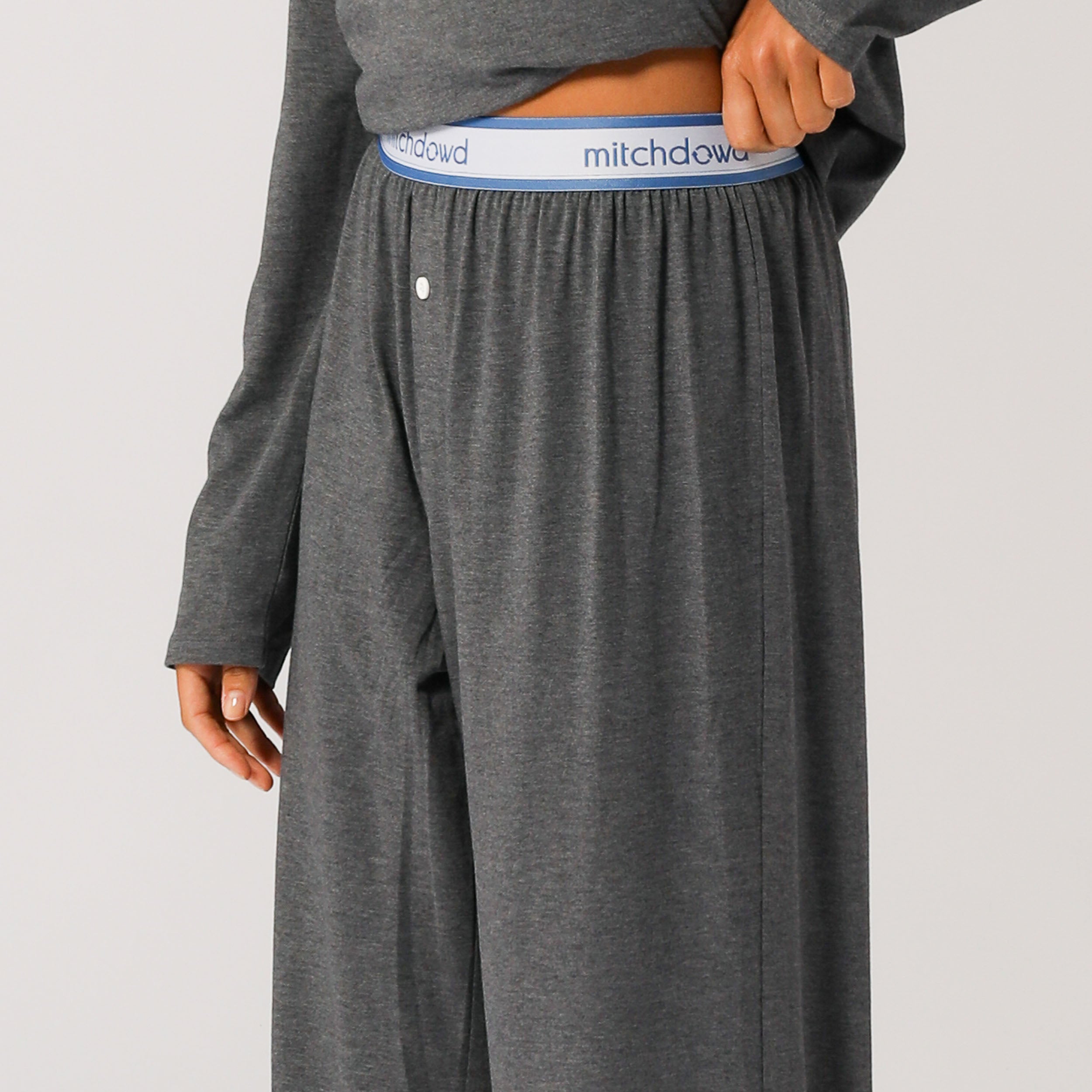Women's Soft Bamboo Knit Sleep Pants - Breathable Lounge Pajama Bottoms in Grey Marle for Comfortable Nightwear & Relaxing at Home