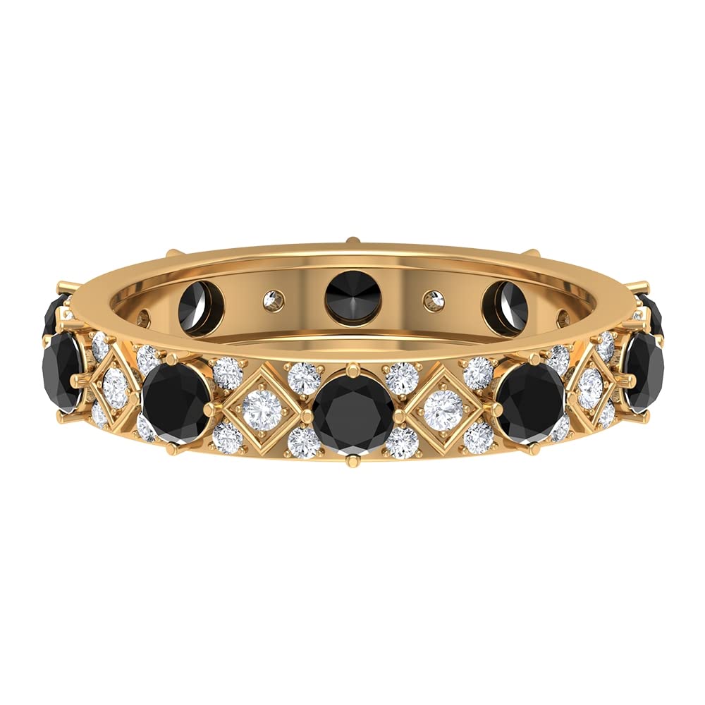 2.25 CT Certified Lab-Created Black Diamond & Moissanite Eternity Ring in 14K Solid Gold – Perfect for Bridal, Wedding, Anniversary & Special Occasion Gifts