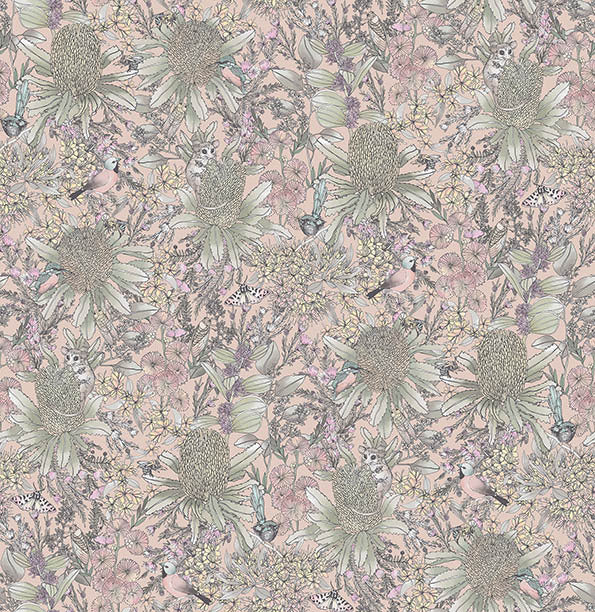 Banksia and Myrtle Peel and Stick Wallpaper - Self-Adhesive Removable Wallpaper for Bedroom, Living Room, Nursery - Easy to Install Botanical Floral Wall Decor