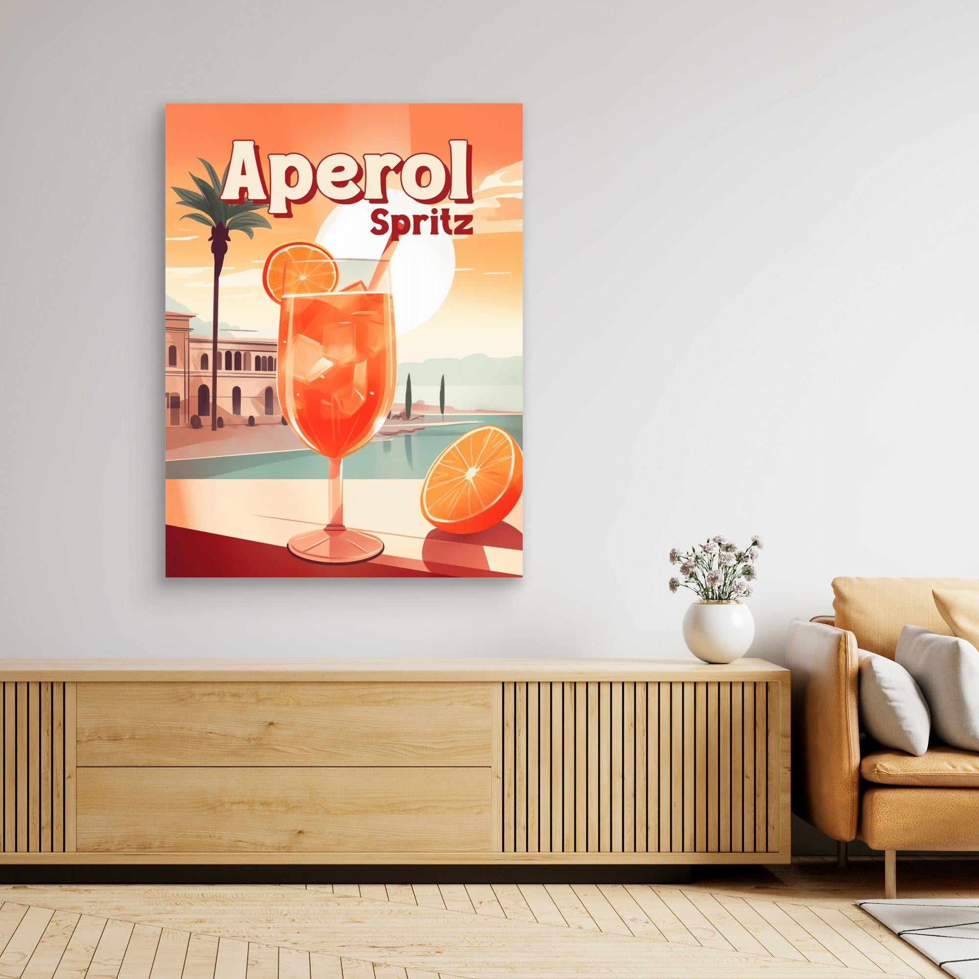 Vibrant Aperol Spritz Tropical Canvas Print by Andreas Magnusson - Perfect for Beach House Decor, Bar Wall Art & Summer-Themed Home Styling