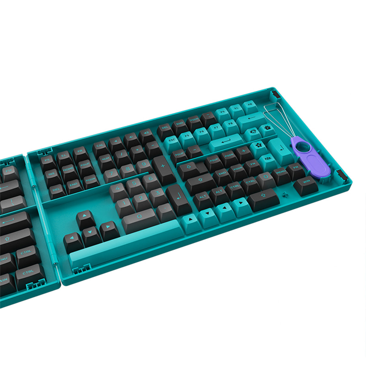 Akko Black & Cyan Fullset PBT Doubleshot ASA Profile 197-Piece Keycaps - Perfect for Mechanical Keyboards, Gaming, Typing & Custom Builds