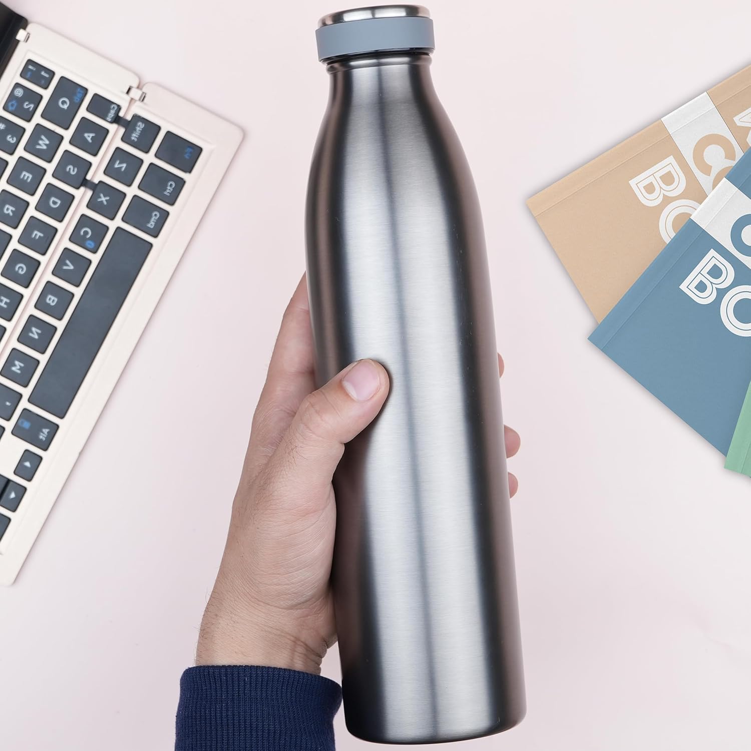 WORLD OF KITCHENCRAFT Stainless Steel Vacuum Insulated Water Bottle - 100ML (12oz) | Leak Proof & BPA Free | Perfect for Gym, Hiking, Travel & Office Use