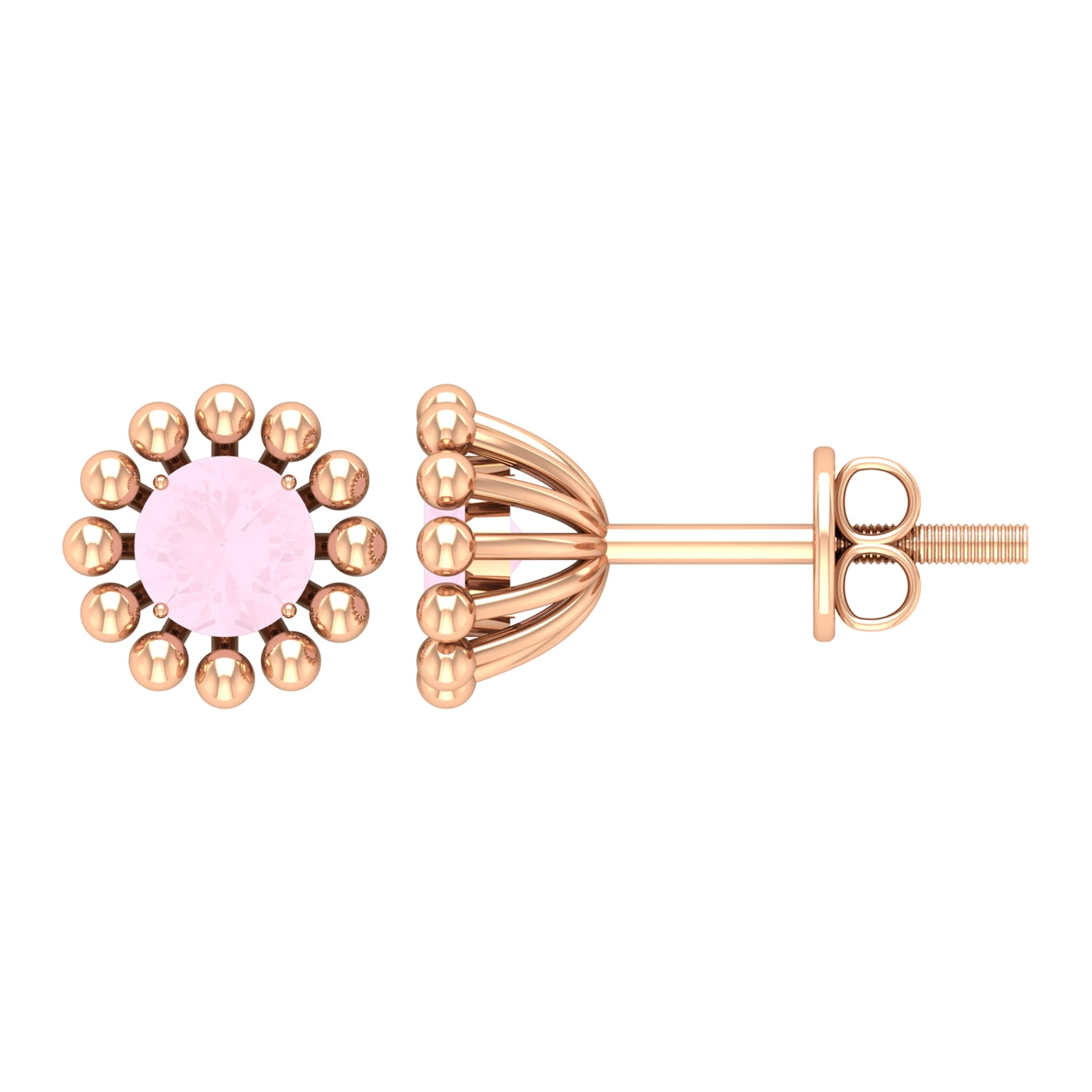 1/2 CT Rose Quartz Stud Earrings for Women - 4mm Genuine Rose Quartz Solitaire Earrings in 14K Solid Gold - January Birthstone Jewelry - Perfect for Gifts, Weddings & Everyday Elegance