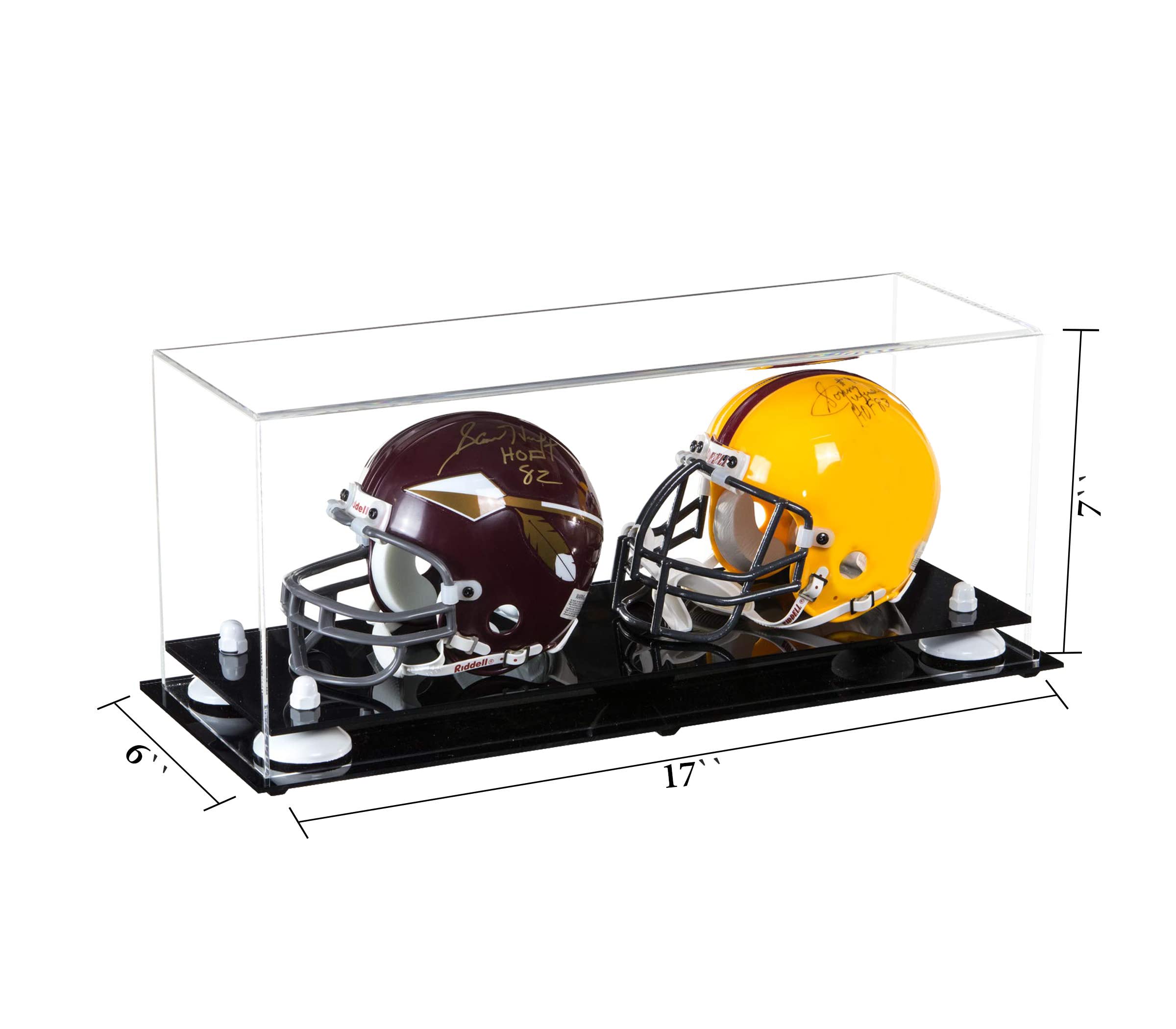 Acrylic Double Mini Football Helmet Display Case - Miniature Collectible Sports Memorabilia for NFL Fans | Perfect for Home, Office, or Man Cave Decor (A019)