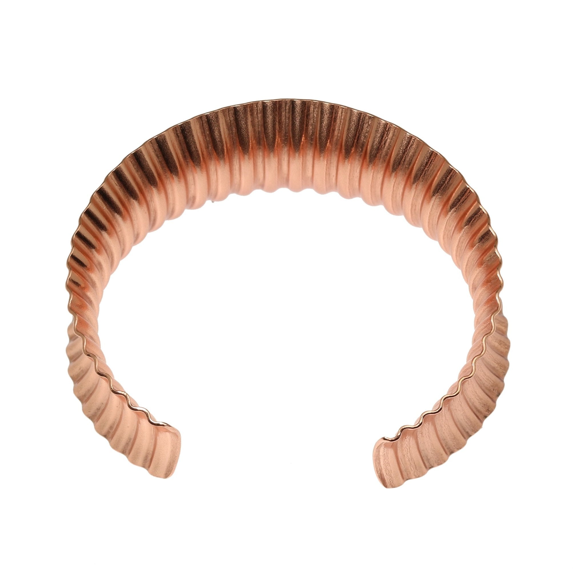Handmade Corrugated Copper Anticlastic Tapered Cuff Bracelet - Elegant Boho Jewelry for Women, Perfect for Weddings, Parties & Everyday Wear