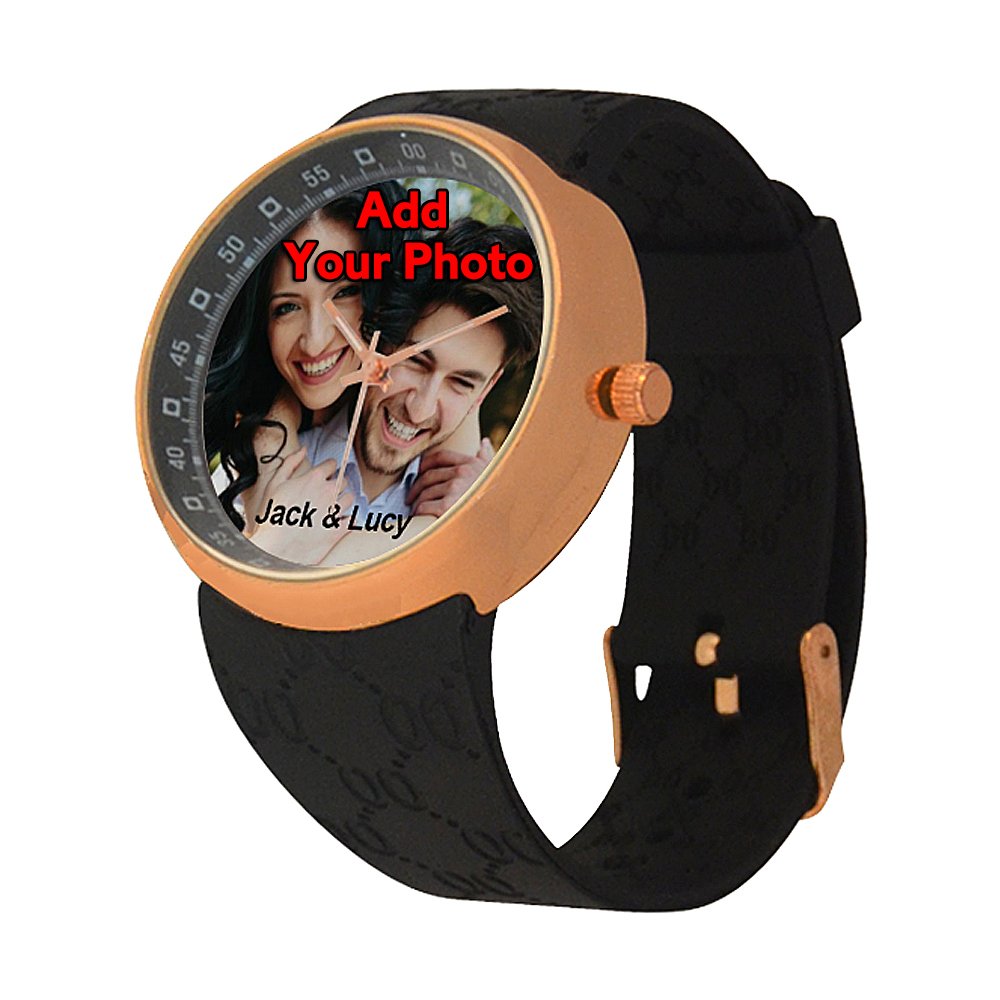 Custom Personalized Rose Gold Watches for Men & Boys - Engrave Your Photo or Name - Perfect Gift for Boyfriend, Anniversary & Special Occasions