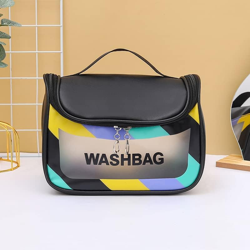 BESTOTTAM Clear Travel Makeup Bag for Women - Waterproof Cosmetic Organizer, Toiletry Pouch & Beauty Case - Perfect for Vacation, Gym, Business Trips (Black)