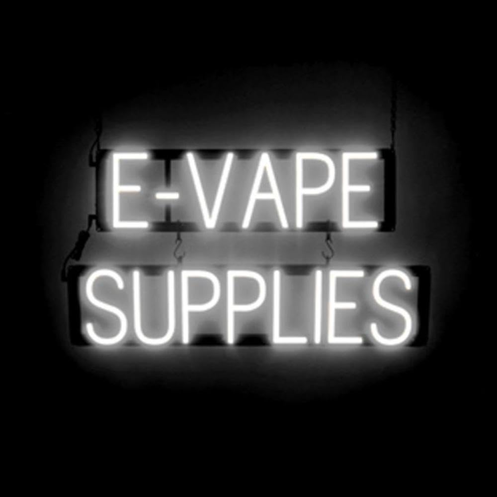 SpellBrite E-Vape Supplies LED Sign for Smoke Shops - 27.6x15 Inch Neon-Style White Light Display - Perfect for Vape Stores, CBD Shops & Head Shops