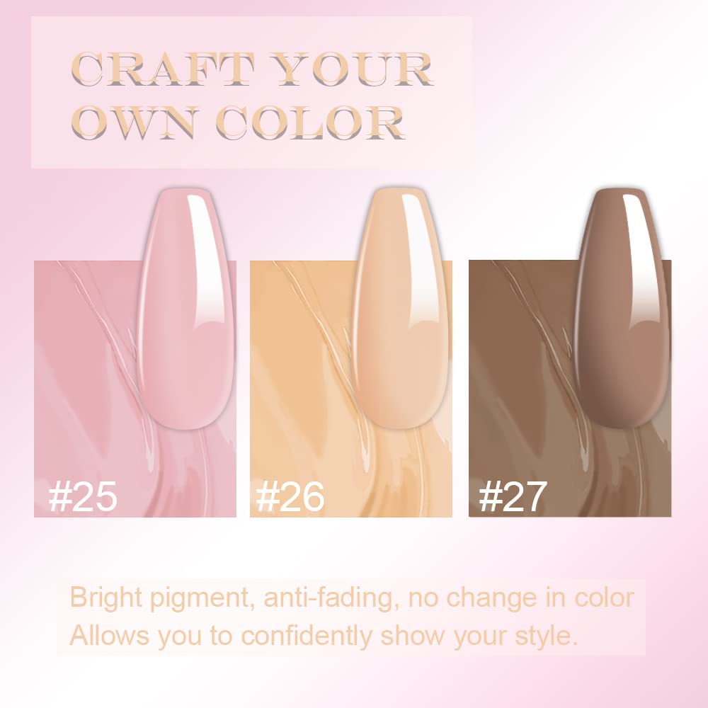 BINGBRUSH 3 Pcs Gel Nail Polish Kit - 10ML Nude Gel Polish Set, Long Lasting High Shine Soak Off Nail Lacquer for Natural Nails, LED/UV Lamp Compatible for Salon & DIY Manicure at Home - Perfect for Nail Art Designs, Parties, Weddings & Everyday Wear