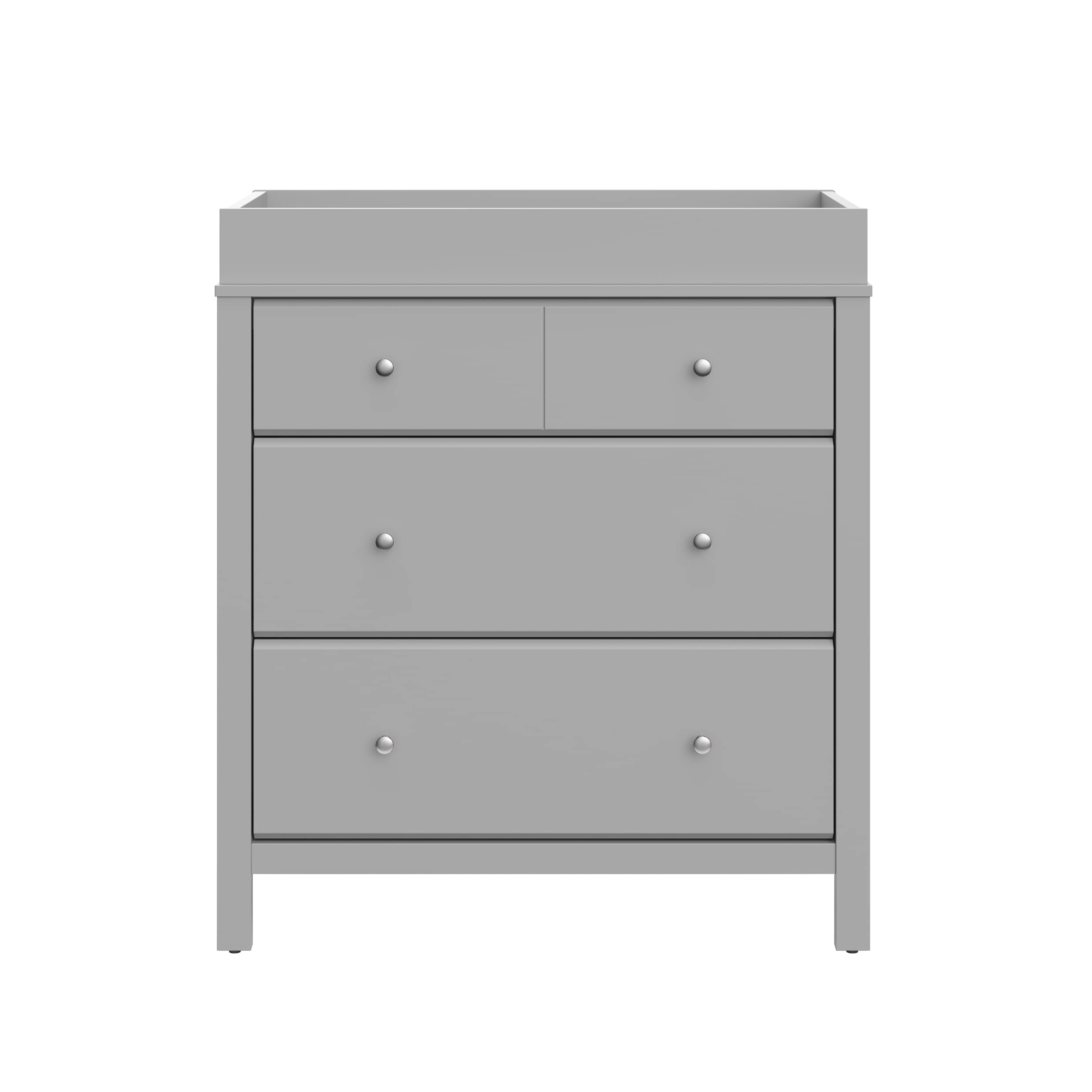 Storkcraft Horizon 3-Drawer Nursery Dresser with Changing Table Topper - Pebble Gray | GREENGUARD Gold Certified Baby Furniture | Removable Changing Pad for Nursery & Kids Bedroom | Perfect for Diaper Changes & Baby Clothes Storage