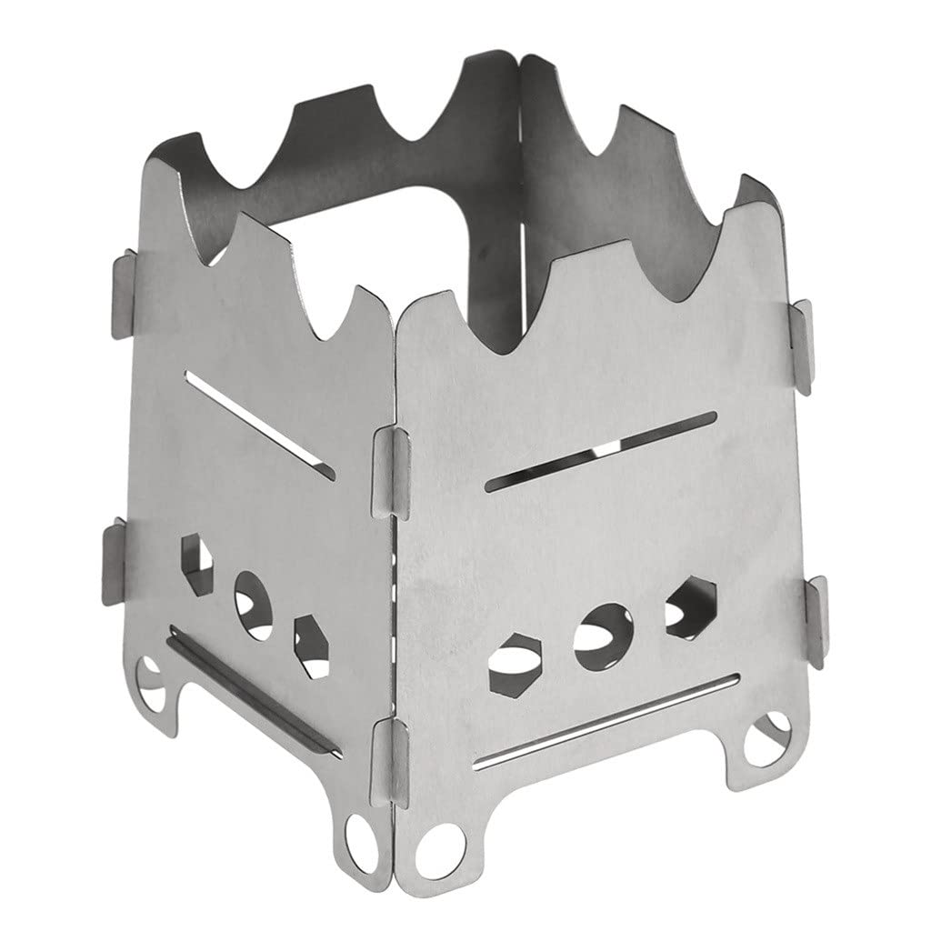 TWDYC Portable Ultralight Folding Wood Stove - Stainless Steel Camping Stove for Outdoor Cooking, Backpacking, Hiking & Fishing | Compact Design for Easy Campfire Meals