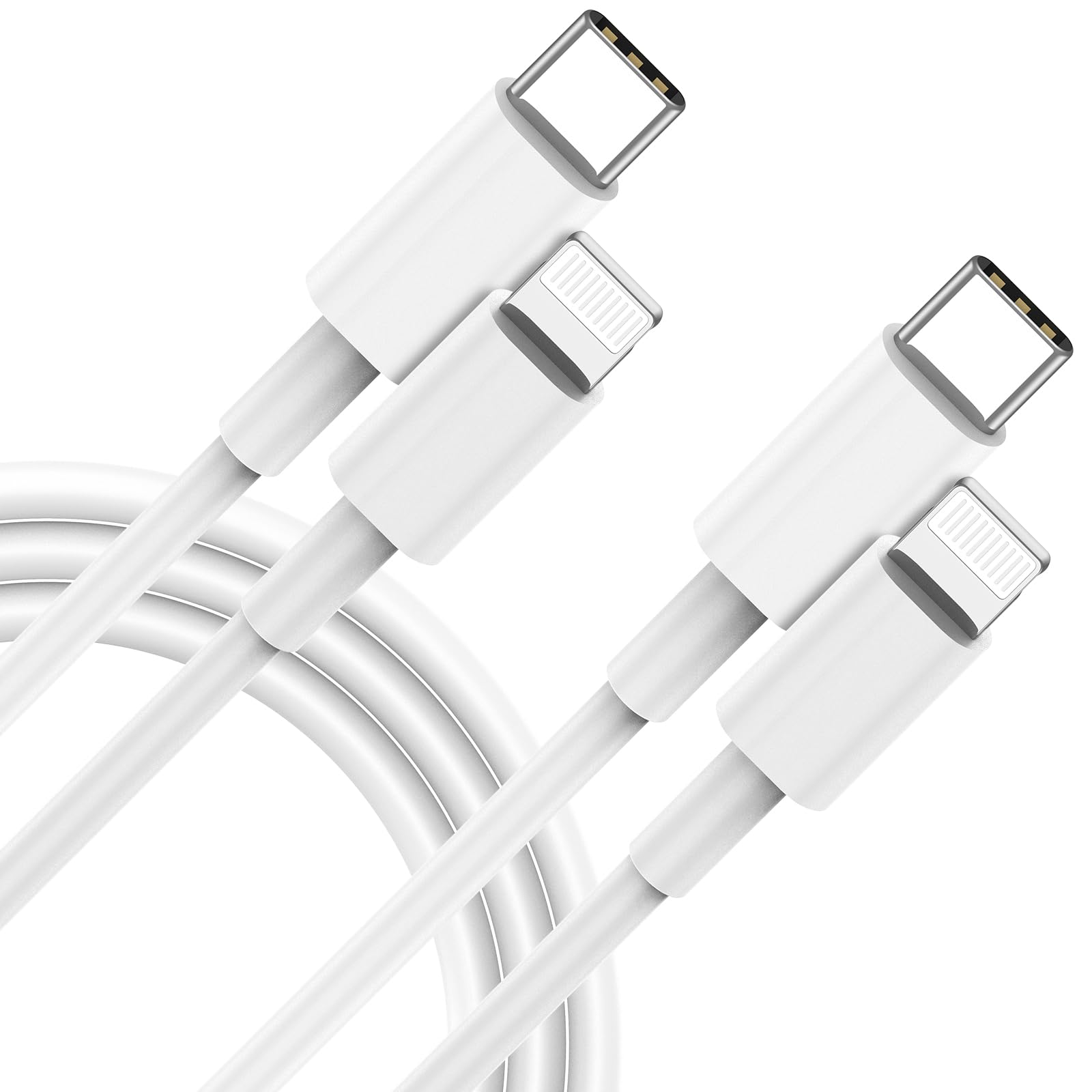2-Pack 6.6ft USB C to Lightning Cable Fast Charging PD Power Delivery Cord - Compatible with iPhone 14/13/12/11 Pro Max/XS/8/7 Plus/SE - Perfect for Home, Office & Travel Charging