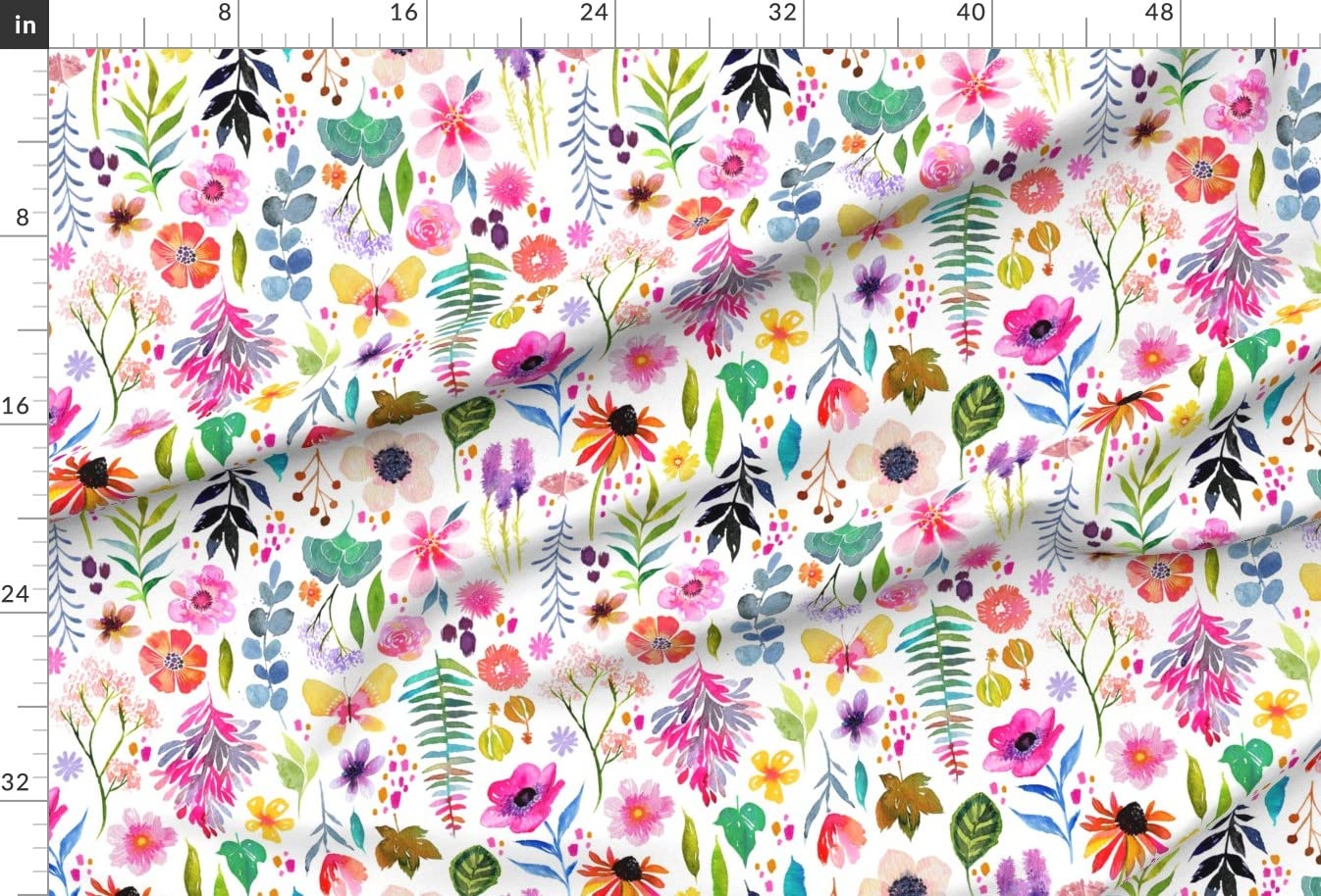 Watercolor Garden Pink Green Floral Printed Minky Fabric by The Yard - Soft Plush Fabric for Sewing Baby Blankets, Quilt Backing & DIY Plush Toys - Perfect for Nursery Decor & Handmade Gifts