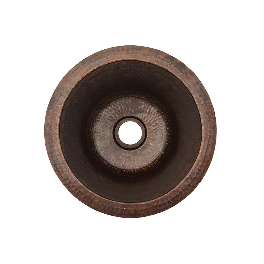 Premier Copper Products BR12WDB 12-Inch Hammered Copper Champagne Bar Sink - Oil Rubbed Bronze Finish - Universal Round Design for Kitchen, Bar, or Outdoor Use