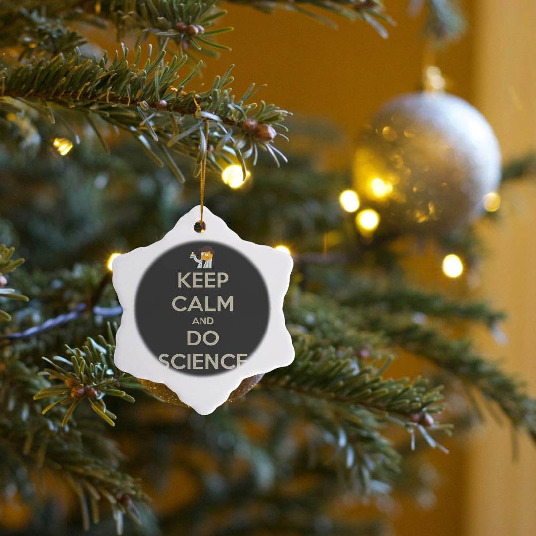 3dRose Keep Calm and Do Science Porcelain Snowflake Ornament - 3-Inch Christmas Decoration for Science Teachers, Professors & Chemistry Enthusiasts | Perfect for Classroom, Office & Holiday Decor