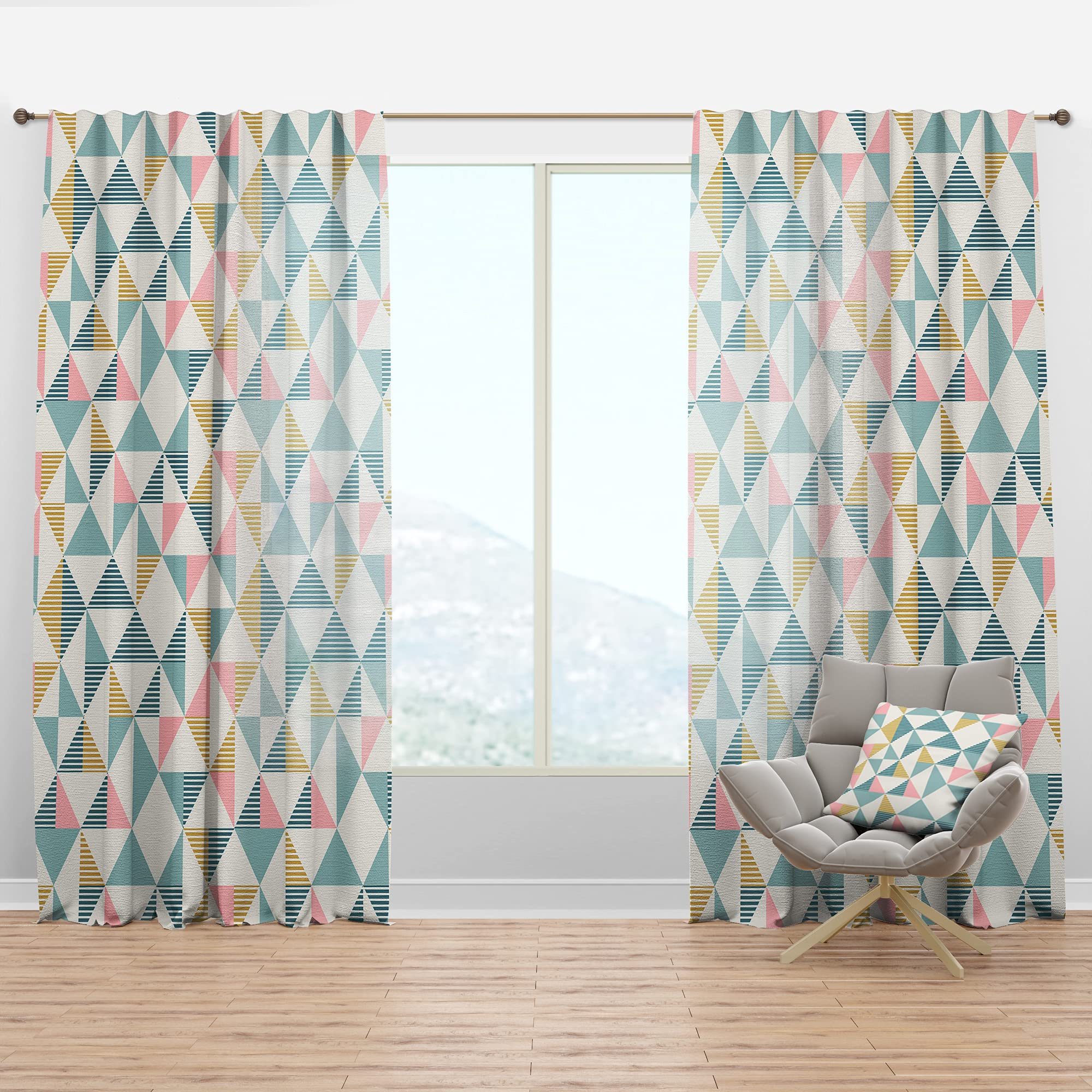 DesignQ Diamond Retro I Thermal Insulated Curtains - Single Panel 52x120 - Elegant Window Treatments for Bedroom & Living Room | Perfect for Home Decor, Light Blocking & Energy Efficiency