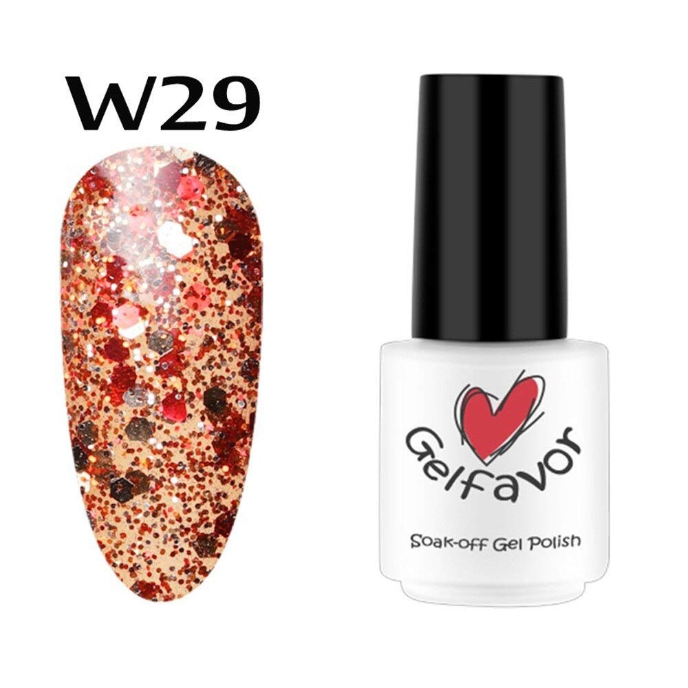 Gelfavor 7ML Diamond Series UV LED Nail Gel Polish - Chameleon Nail Art Decorations with Base & Top Coat Primer for Acrylic Gel Manicures | Salon Quality & Long Lasting | Perfect for Home DIY & Professional Nail Artists (GF_W29)