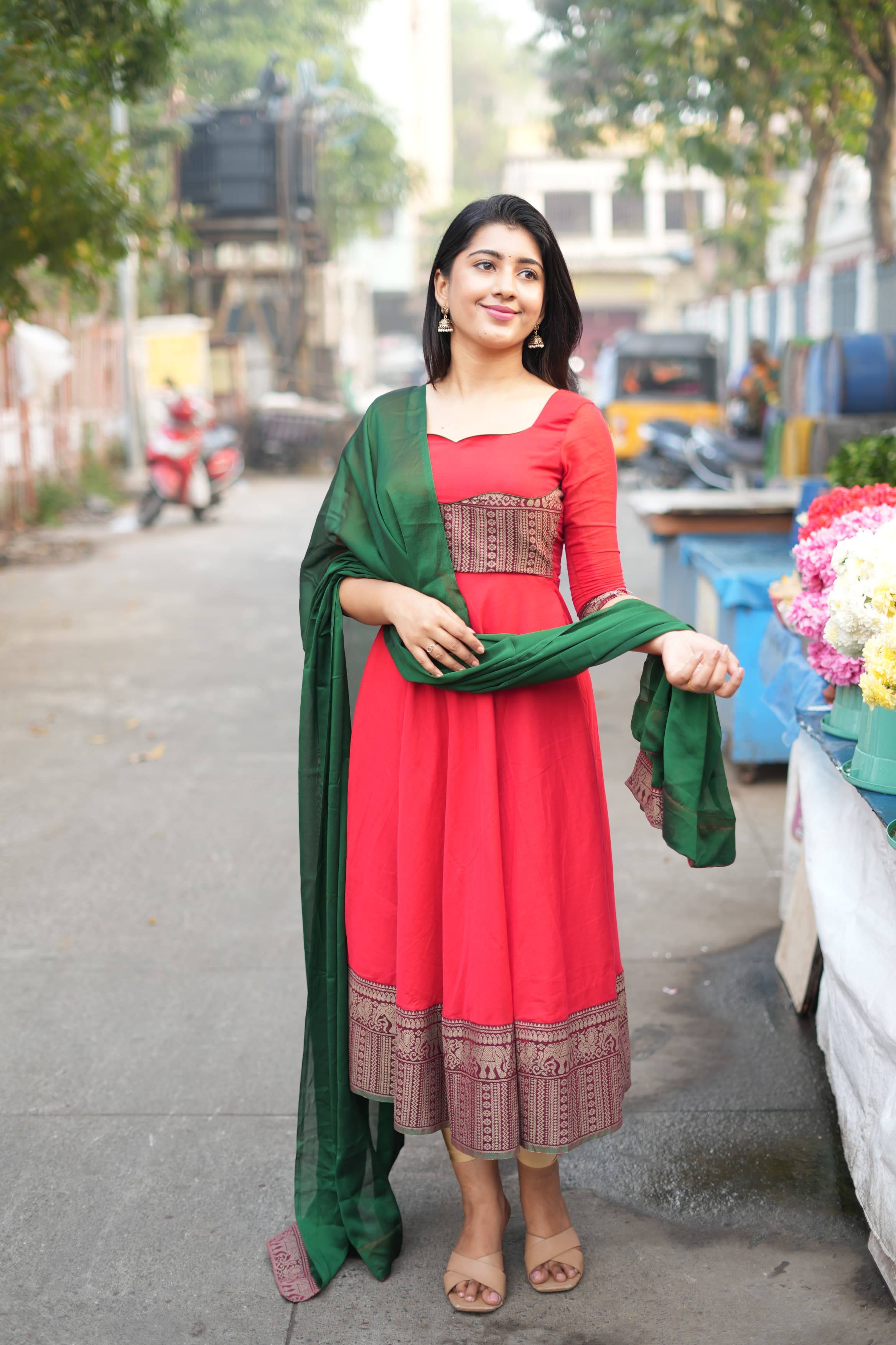 DD693 Padmaja Series 2 Pure Cotton Anarkali Dress - Elegant Indian Ethnic Wear for Women, Perfect for Festivals, Weddings & Special Occasions