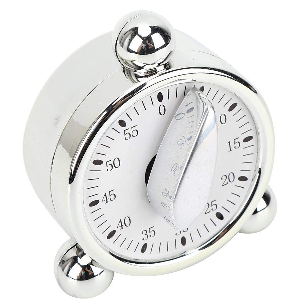 60 Minute Mechanical Kitchen Timer - Baking & Cooking Countdown Timer with Loud Alarm, Silver | Perfect for Baking, Cooking, Roasting & Classroom Activities