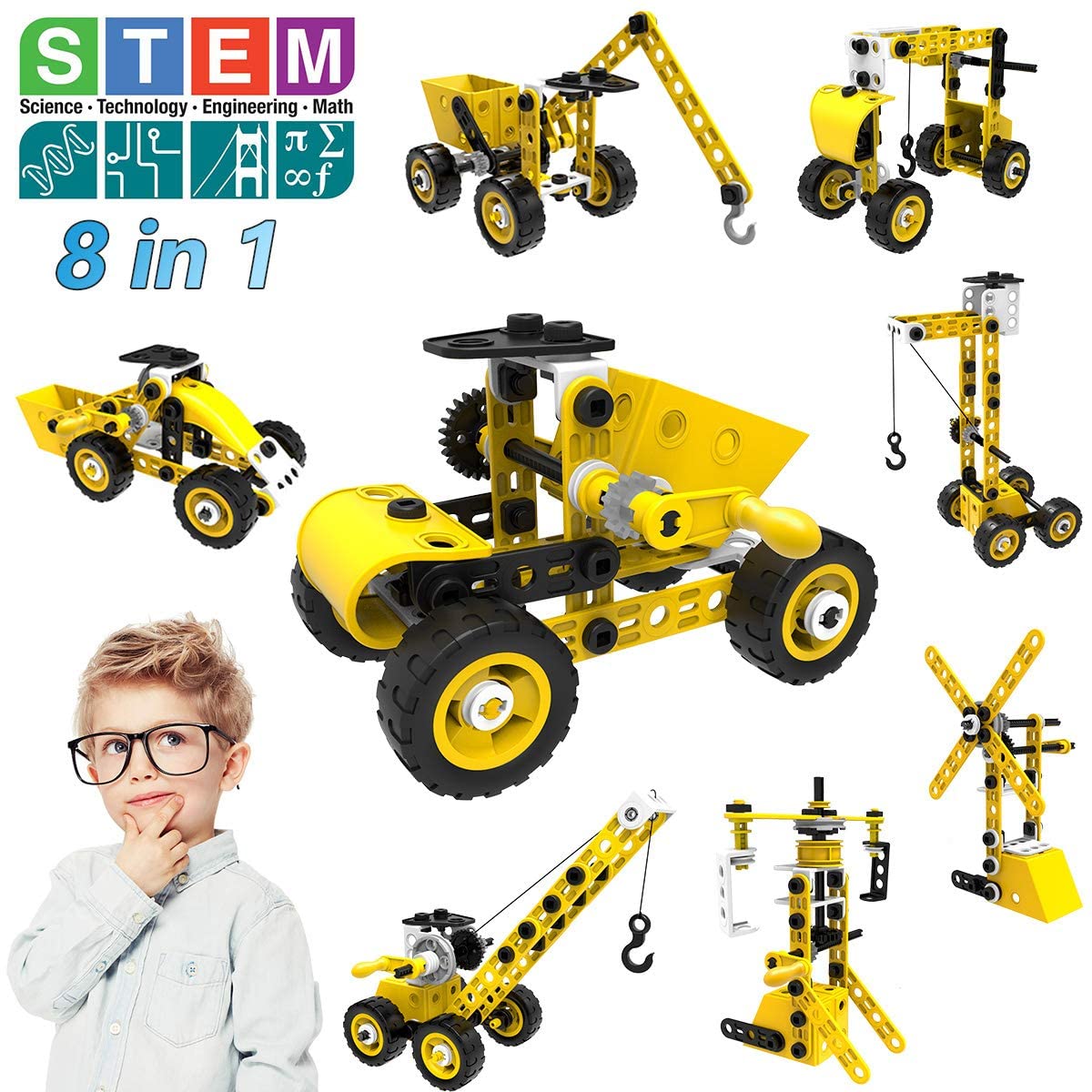 100-Piece STEM Building Blocks Set - 8-in-1 Educational Construction Toys for Kids Ages 5-10 | Includes Screwdriver & Wrench Tools | Creative Engineering Gift for Boys & Girls | Perfect for Classroom STEM Activities & Home Learning Play
