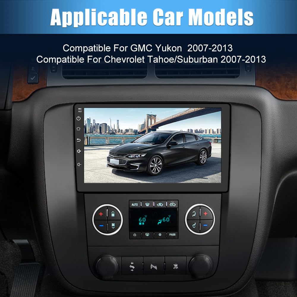 2007-2012 GMC Yukon Chevy Silverado Tahoe Suburban Android 13 Car Stereo Radio - Bluetooth, GPS Navigation & HD Touchscreen for Seamless Driving Experience
