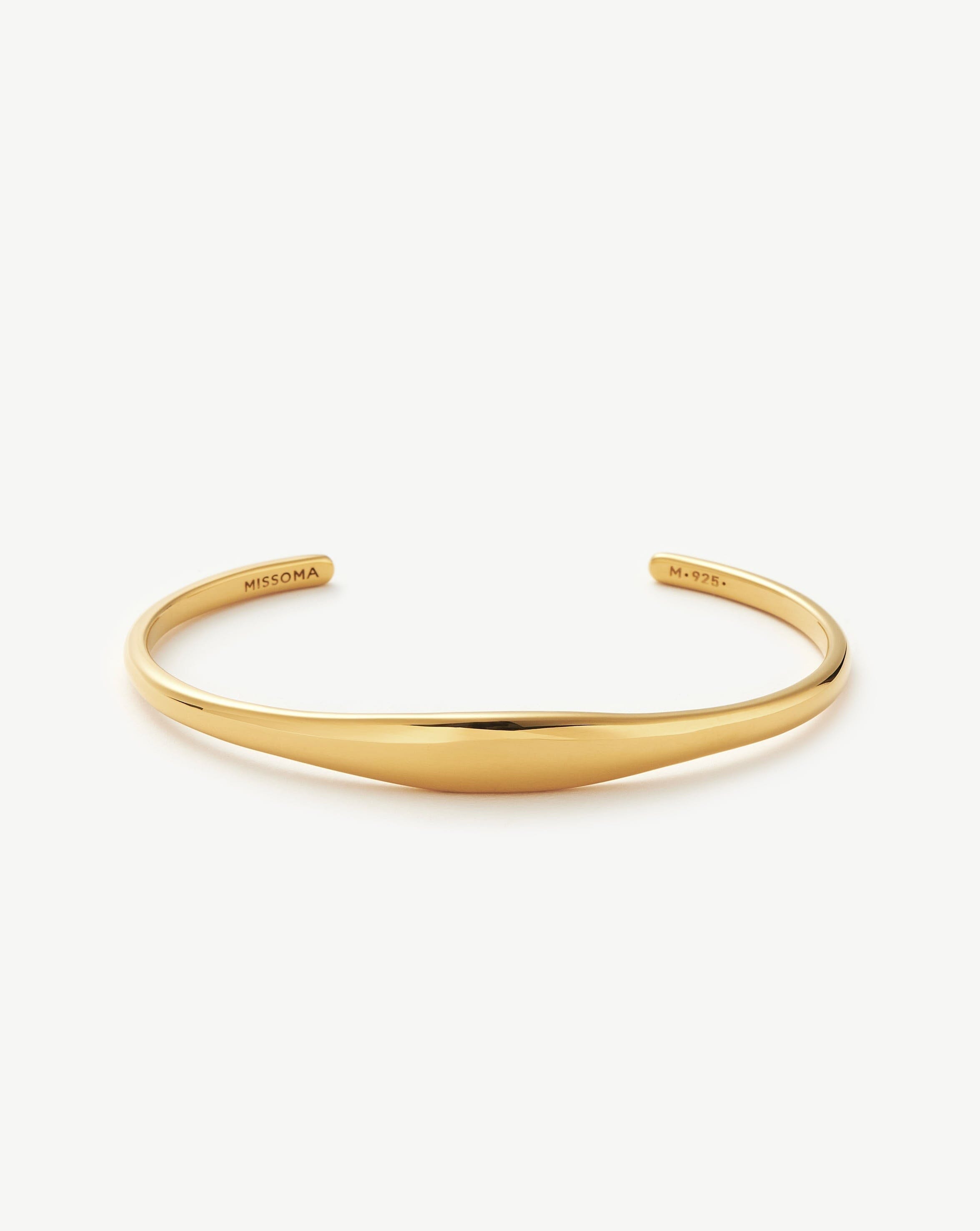 18k Gold Vermeil Classic Cuff Bracelet for Women - Elegant Stackable Bangle Jewelry Gift for Birthday, Anniversary & Special Occasions