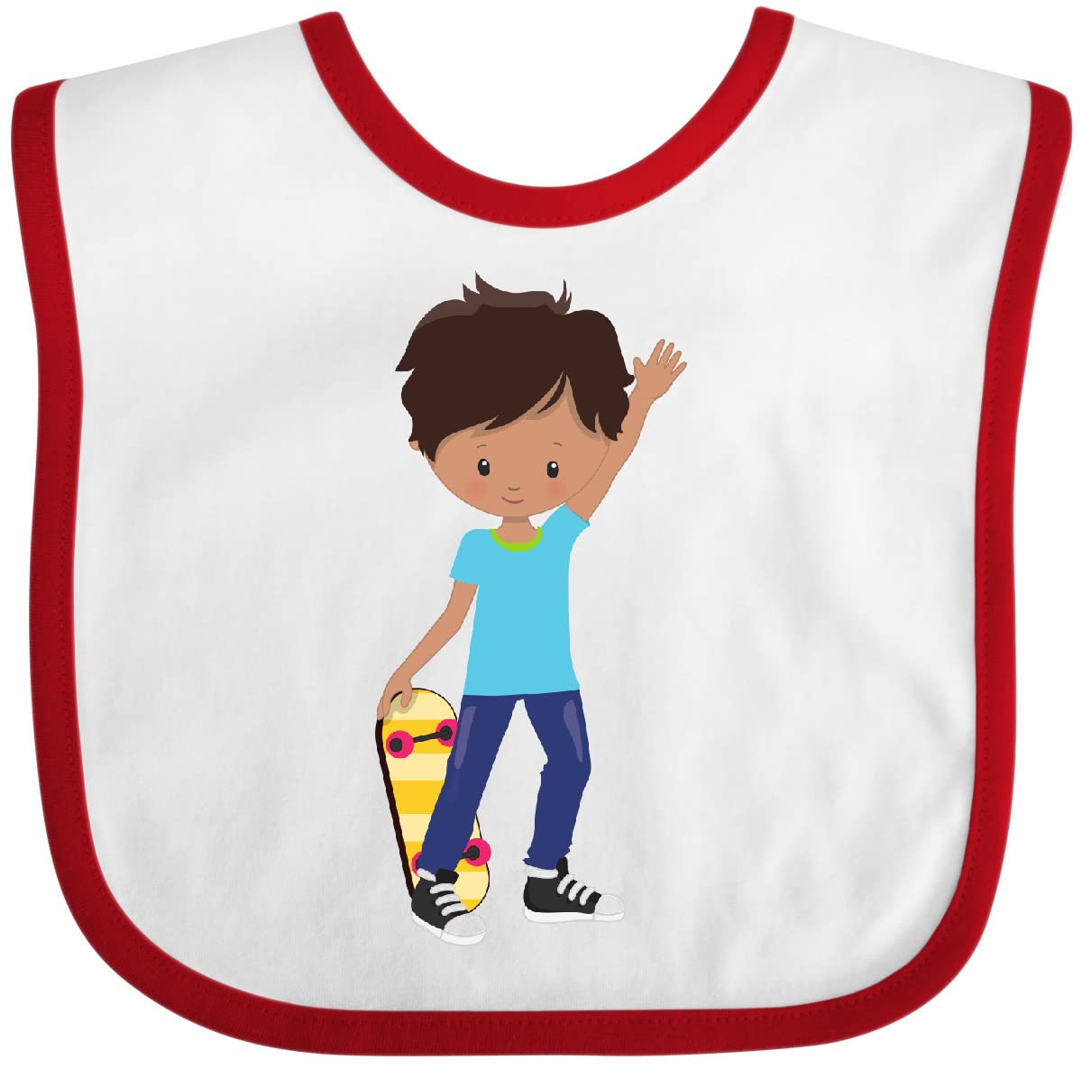Inktastic Skateboard Baby Bib - Cute Latino Boy Design - Soft & Absorbent for Toddlers - Perfect for Skateboarding, Mealtime & Playtime