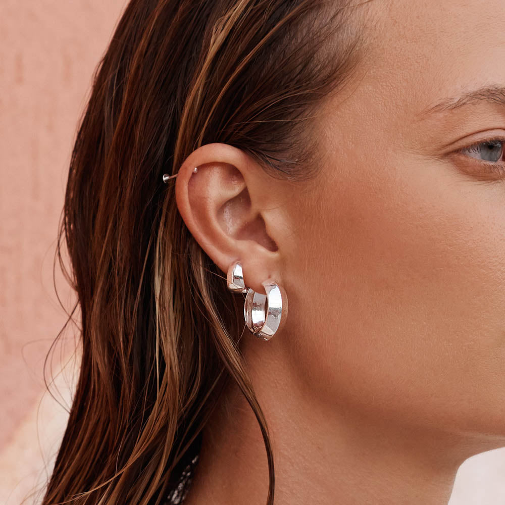 Premium Silver Thick Dome Huggies Earrings for Women - Perfect for Parties, Weddings & Everyday Elegance