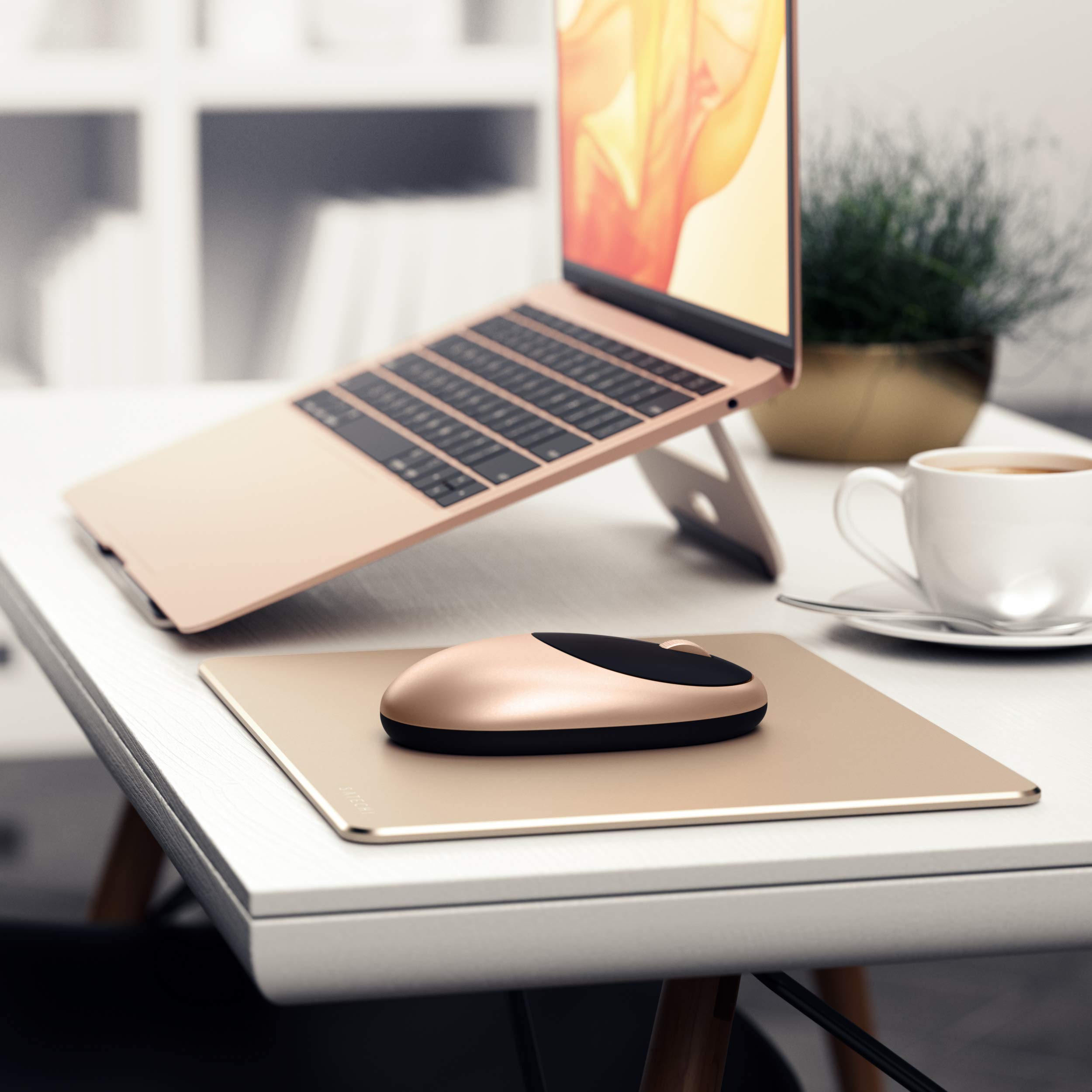 Satechi Wireless Bluetooth Mouse for MacBook Pro M1/M2 - Rechargeable USB-C Mouse for MacBook Air, iMac, Mac Mini, iPad Pro & More - Gold - Perfect for Office Work, Home Use & Travel