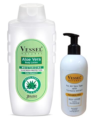 GIFTMOOR Aloe Vera & Turmeric Winter Protection Body Lotion - Extra Moisturizing with Vitamin E - 2 Pack (650ml + 300ml) - Dry Skin Care for Hands, Feet & Body - Ideal for Cold Weather & Sensitive Skin