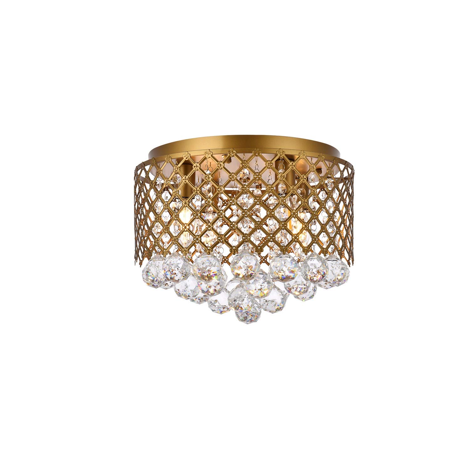 Tully 4-Light Brass Flush Mount Ceiling Fixture - Vintage Industrial Style Lighting for Bedroom, Kitchen & Hallway