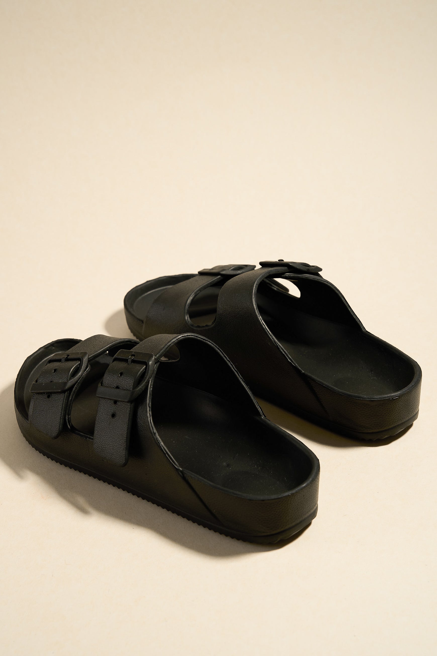 Cool Black Double Buckle Slides - Comfortable Summer Sandals for Men & Women | Perfect for Beach, Pool, and Casual Outings
