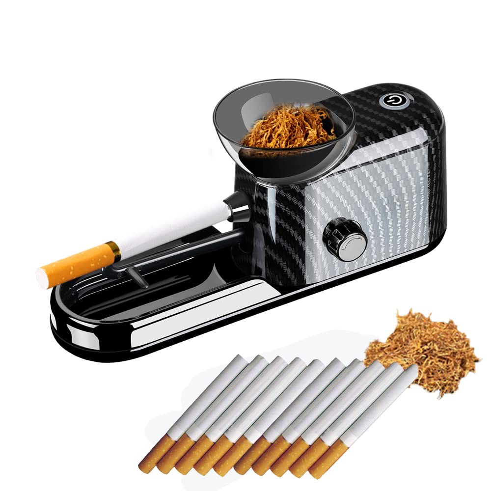 Electric Automatic Cigarette Rolling Machine - King Size 8mm Tube Injector for Tobacco | Portable Roller Maker (Black) | Perfect for Home Use, Travel & DIY Cigarettes
