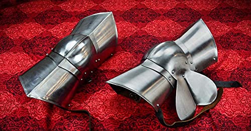 15th Century Poleyn Knee and Leg Armor - 18 Gauge Steel Medieval Armor for Halloween Costume, Renaissance Faire, LARP & Historical Reenactment