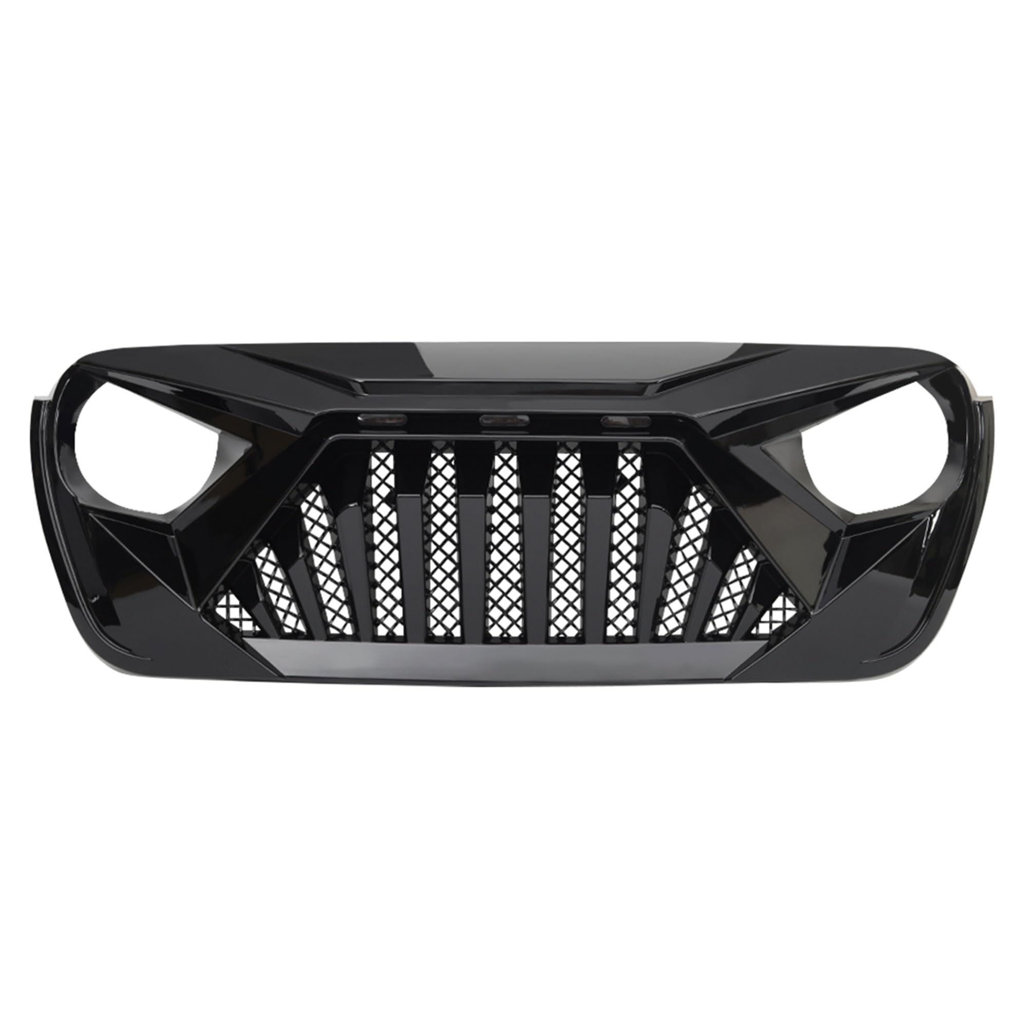 Goliath Grille with LED Amber Lights for 2018+ Jeep Wrangler JL & 2020+ Gladiator JT (Non-TrailCam) - Glossy Black | Off-Road Upgrade | Enhanced Style & Visibility for Night Adventures