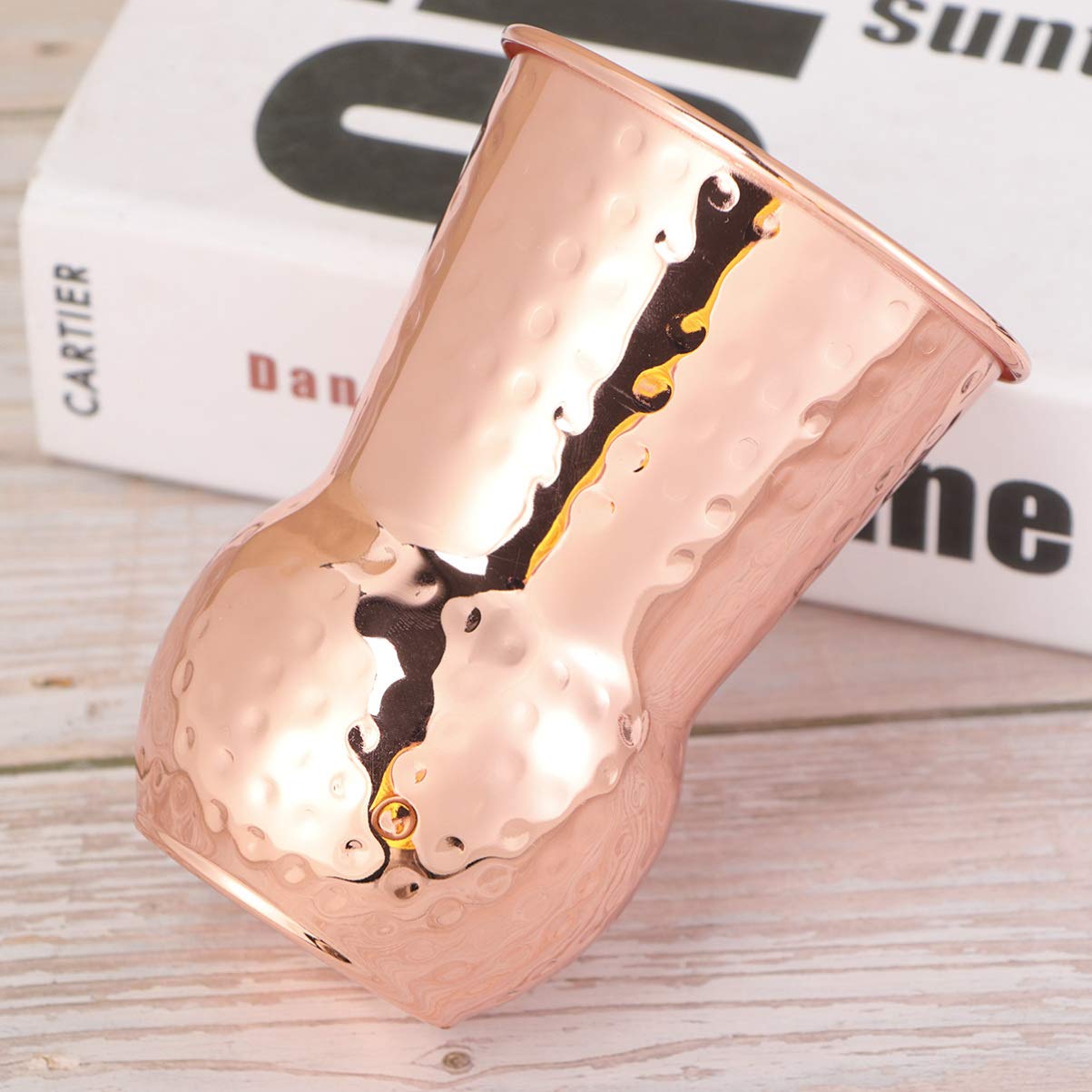 Premium Hammered Copper Mugs Set - 16oz Cocktail Cups with Shot Glasses, Durable Handcrafted Copper Moscow Mule Mugs for Whiskey, Mojito, Iced Coffee & Bar Drinks - Perfect for Parties, Home Bars & Gifts