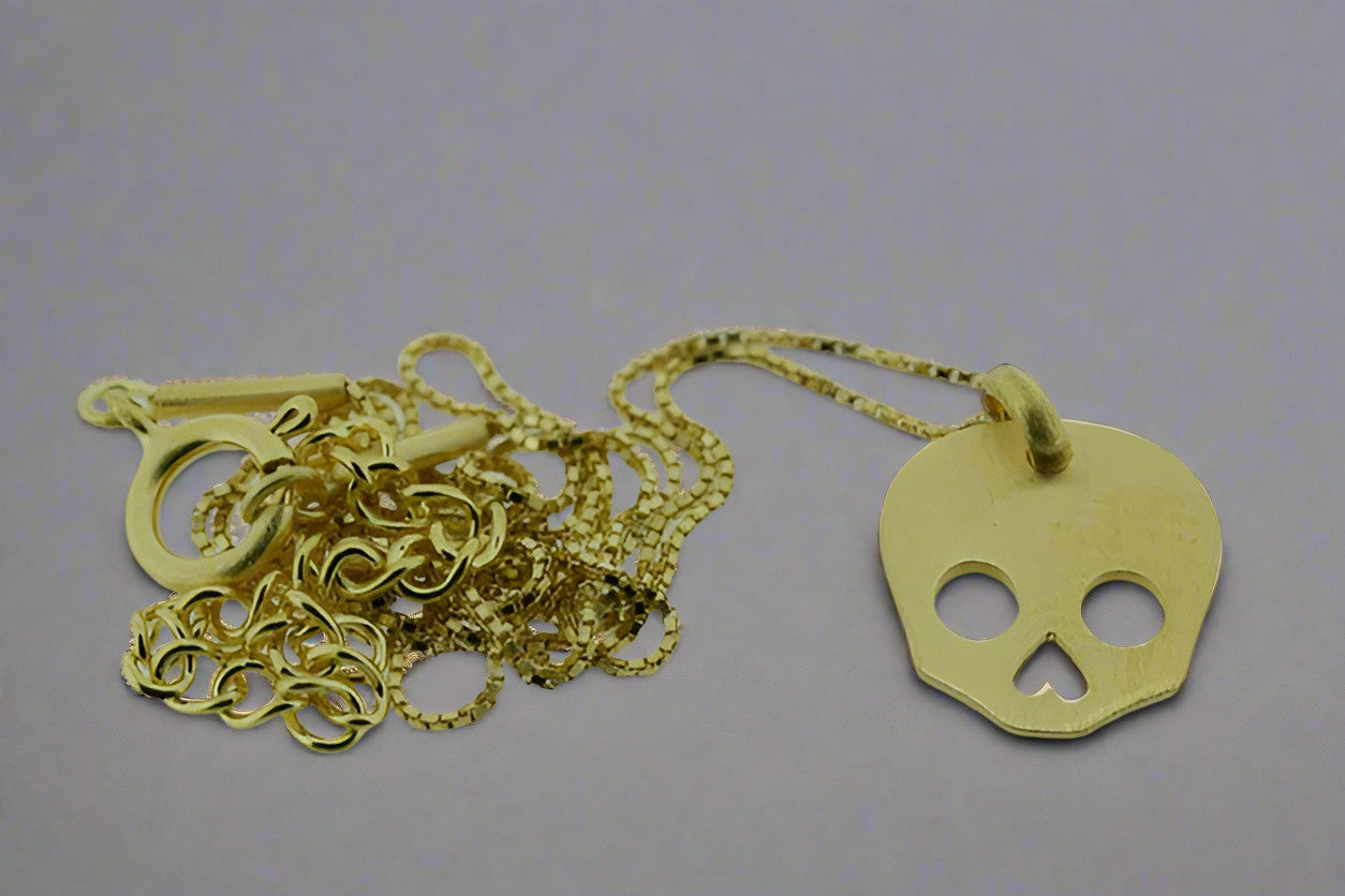 Little Skull Necklace - Gold Plated Gothic Jewelry for Women & Men - Perfect for Halloween, Parties & Everyday Fashion