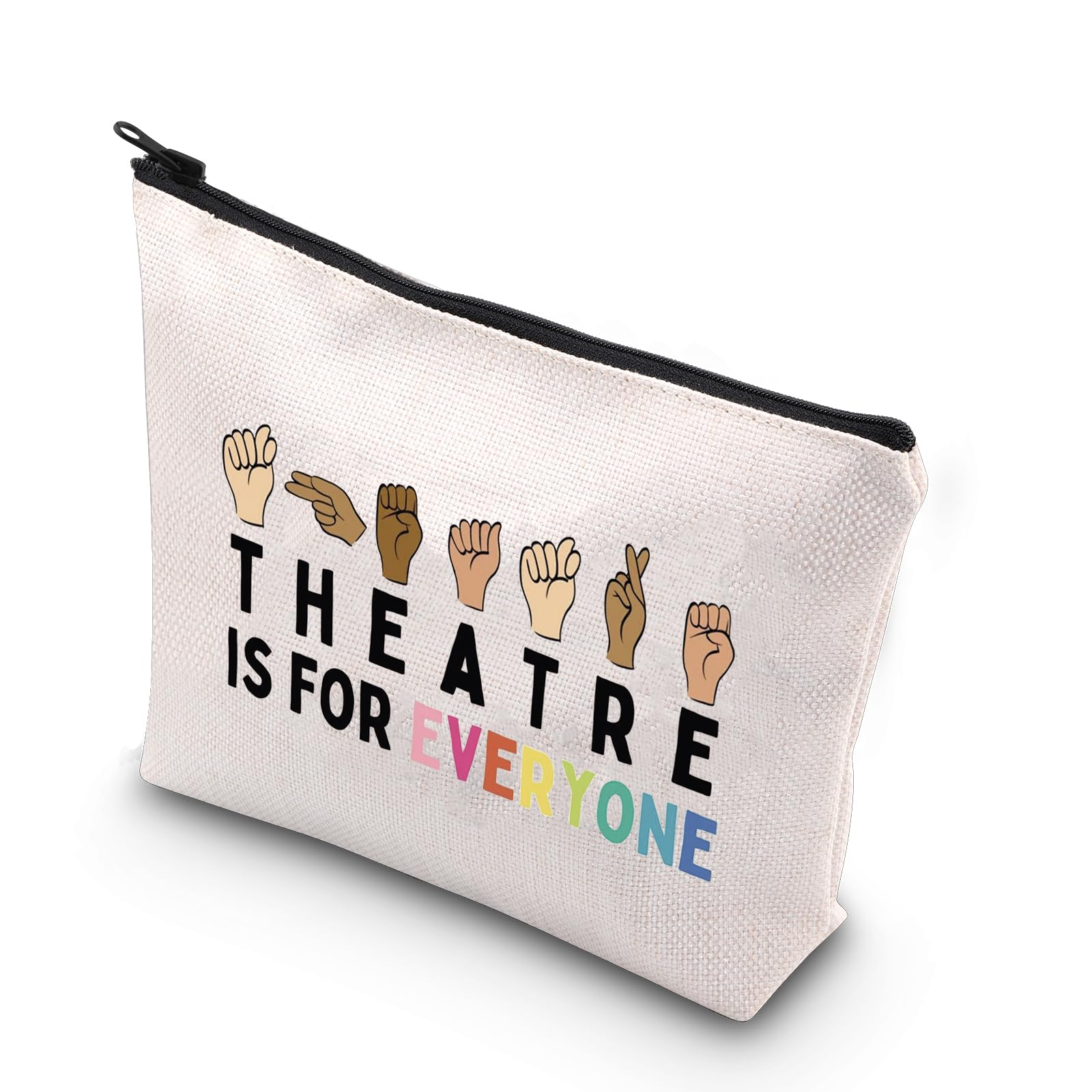 Theatre Lover Gift - Inspirational Theatre Themed Makeup Bag & Zipper Pouch - Perfect Gift for Actors, Drama Students & Broadway Fans - Great for Cosmetics, Travel & Backstage Essentials