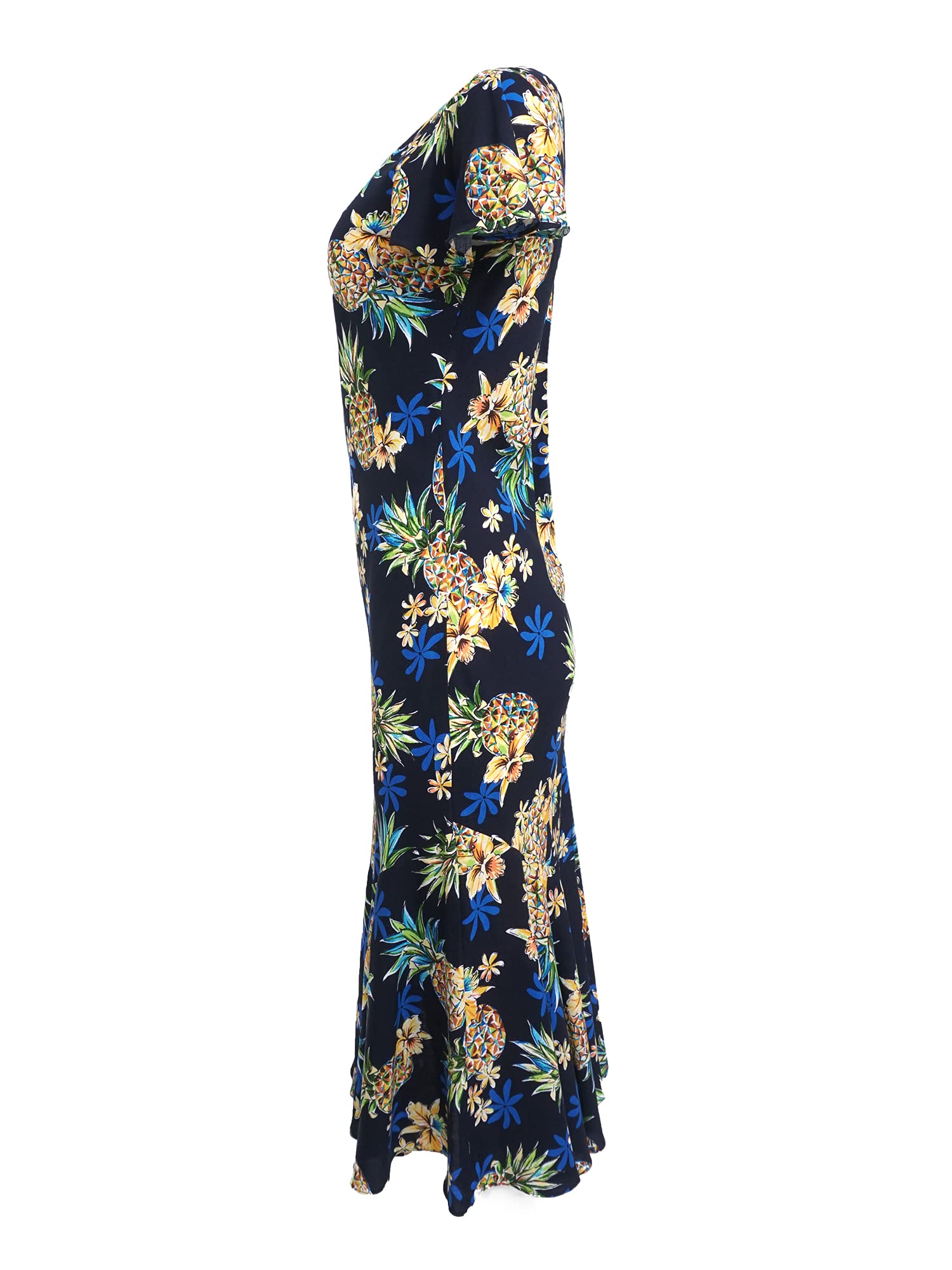 Women's Floral Rayon Hawaiian Long Dress - Lightweight & Comfortable Summer Beach Dress for Vacation, Party, and Casual Wear