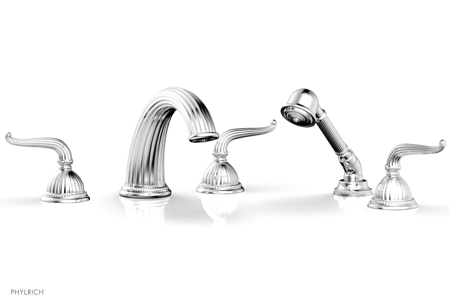 GEORGIAN & BARCELONA Deck Mounted Bathtub Faucet Set with Hand Shower and Lever Handles K2141P1 - Perfect for Modern Bathroom Renovations and Spa-Like Showower Experience