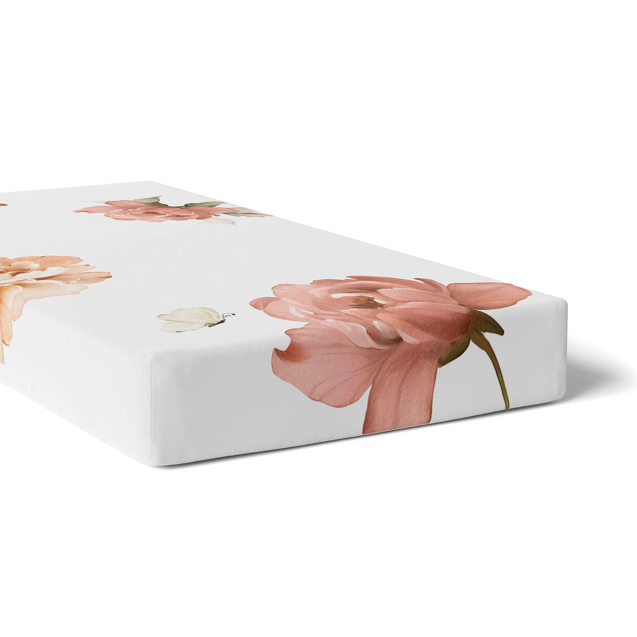Peonies Bamboo 2-Pack Jersey Cotton Fitted Sheets - Soft Breathable Bed Sheets for Comfortable Sleep, Perfect for Home, Hotel, and Guest Room Use